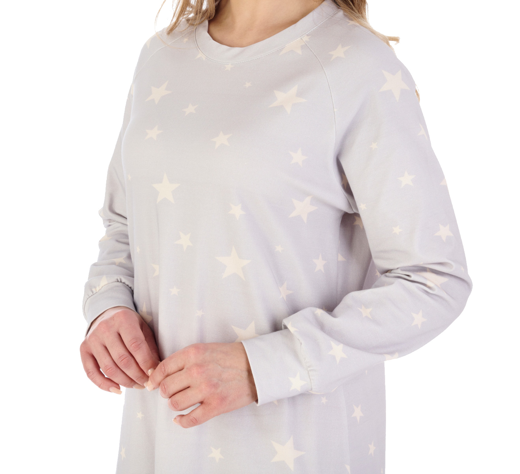 Slenderella Ladies Star Print Nightie Jersey Cotton Nightdress Long Sleeve - Picture 11 of 21