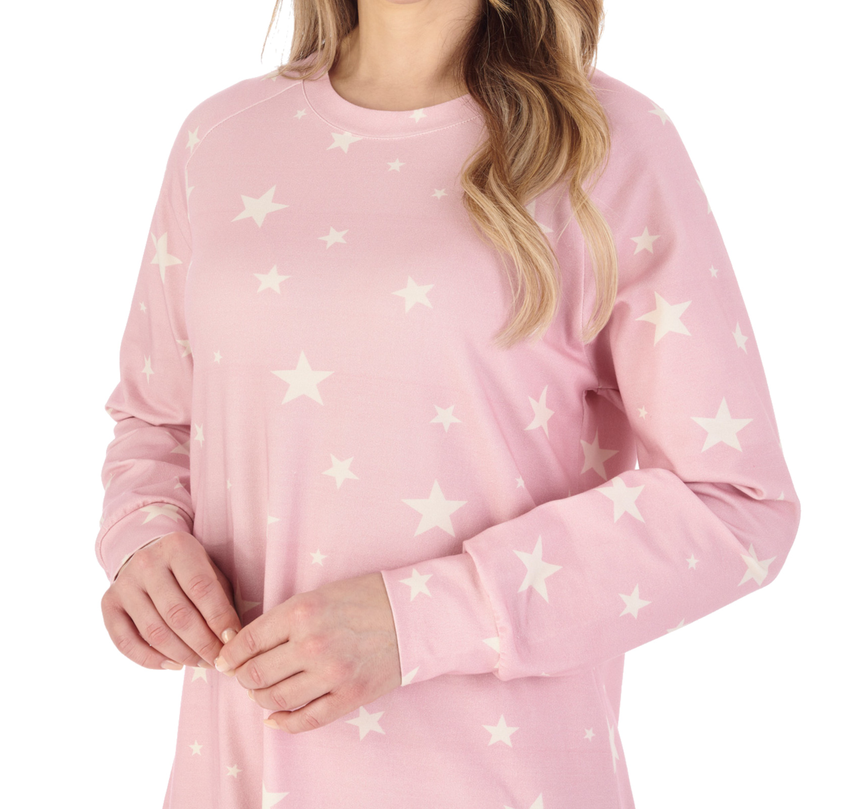 Slenderella Ladies Star Print Nightie Jersey Cotton Nightdress Long Sleeve - Picture 19 of 21