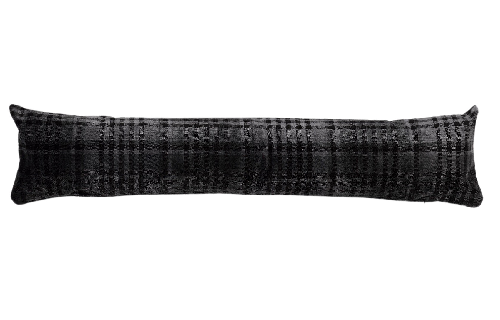 Draught Excluder Cold Draft Insulator Velvet Silver Grey Check Breeze Stopper - Picture 3 of 6