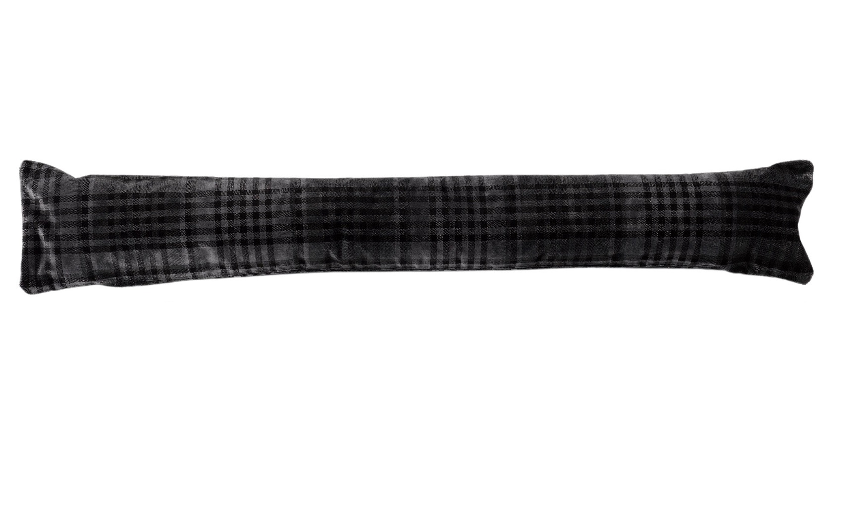 Draught Excluder Cold Draft Insulator Velvet Silver Grey Check Breeze Stopper - Picture 4 of 6