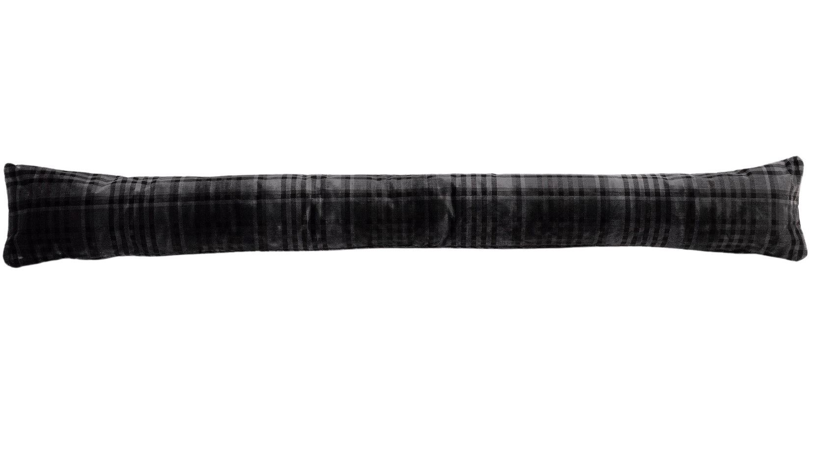 Draught Excluder Cold Draft Insulator Velvet Silver Grey Check Breeze Stopper - Picture 5 of 6