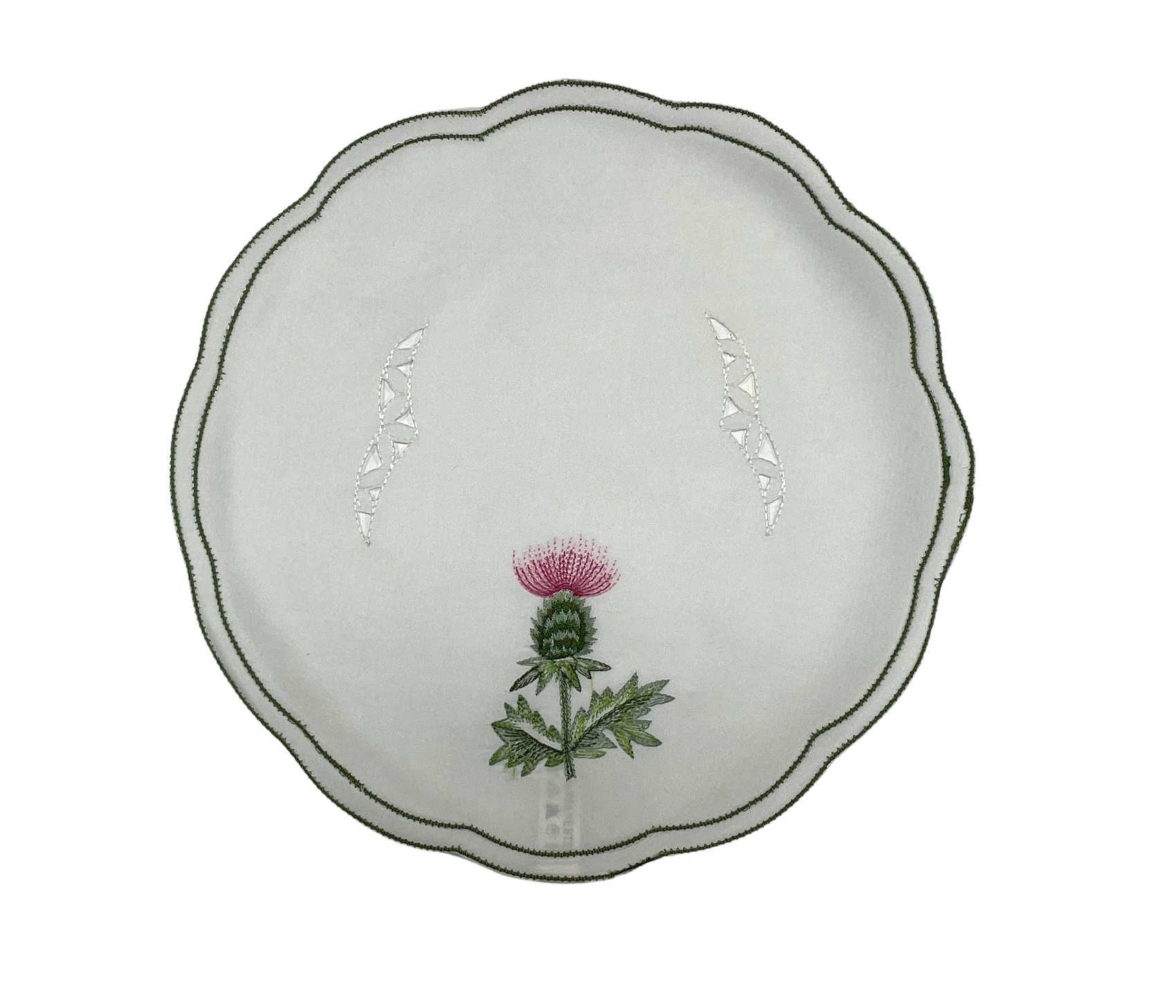 Deckchen bestickt Disteldeckchen 4er Pack gewellter Rand traditioneller Tisch - Bild 7 von 9