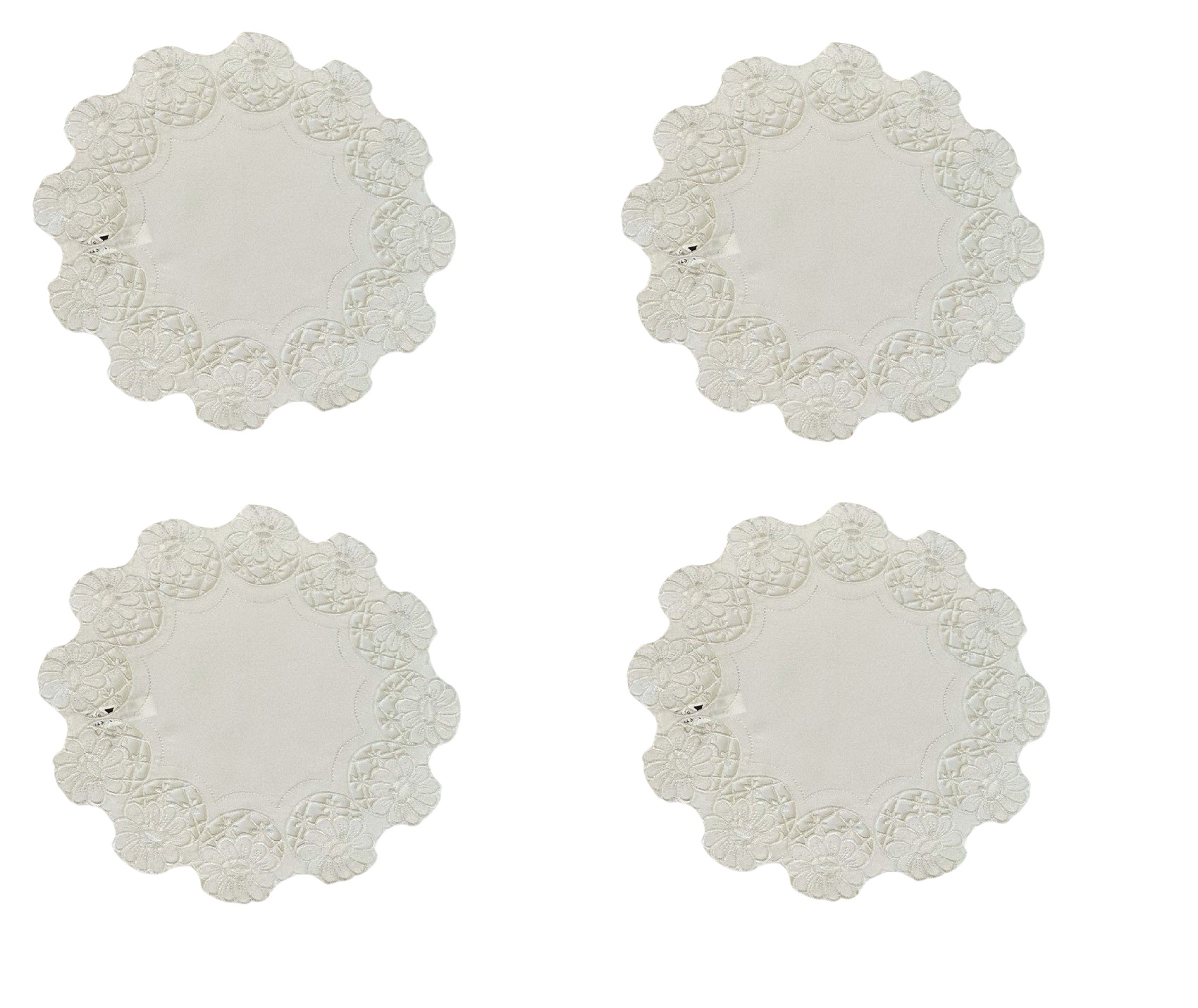 Tapetes Bordados Floral Cutwork Tapete Pack de 4 Borde Festoneado Tradicional - Imagen 10 de 17