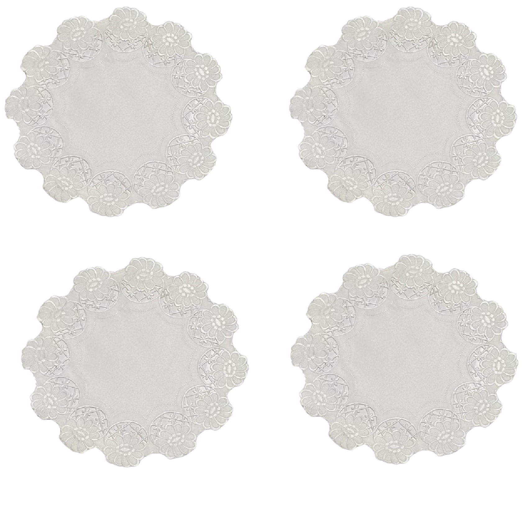 Tapetes Bordados Floral Cutwork Tapete Pack de 4 Borde Festoneado Tradicional - Imagen 15 de 17