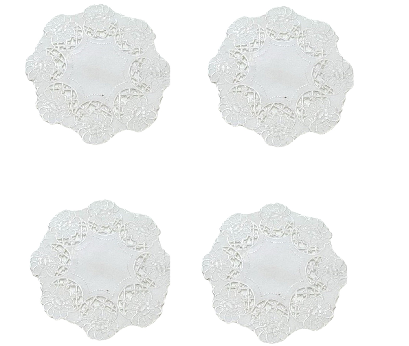 Tapetes Bordados Floral Cutwork Tapete Pack de 4 Borde Festoneado Tradicional - Imagen 14 de 17