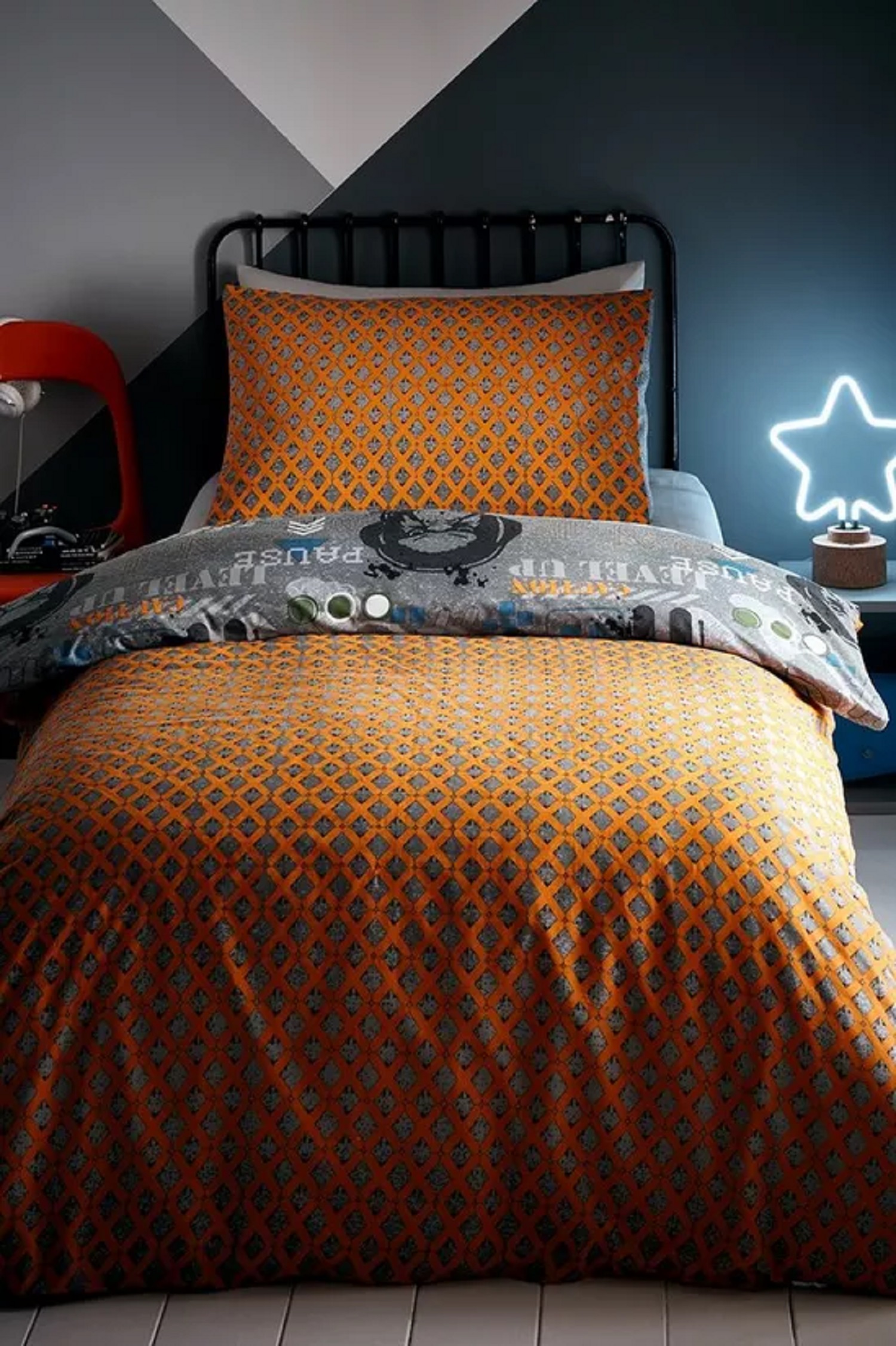 Set copripiumino e federa gamer trapunta camera da letto policotone bagliore al buio - Foto 4 di 6