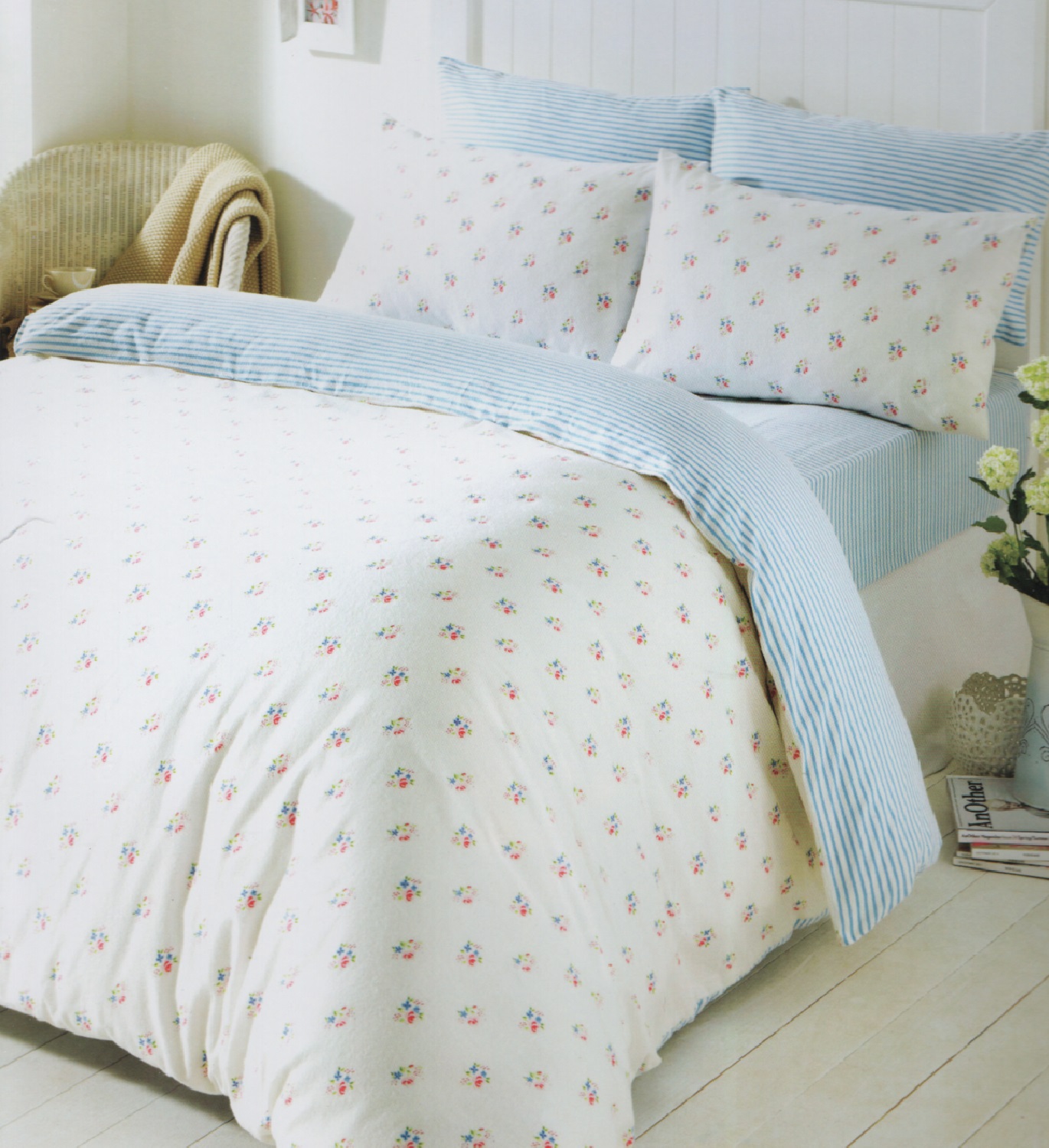 Set copripiumone floreale federa flaneletta morbida Molly letto trapunta super king - Foto 4 di 5