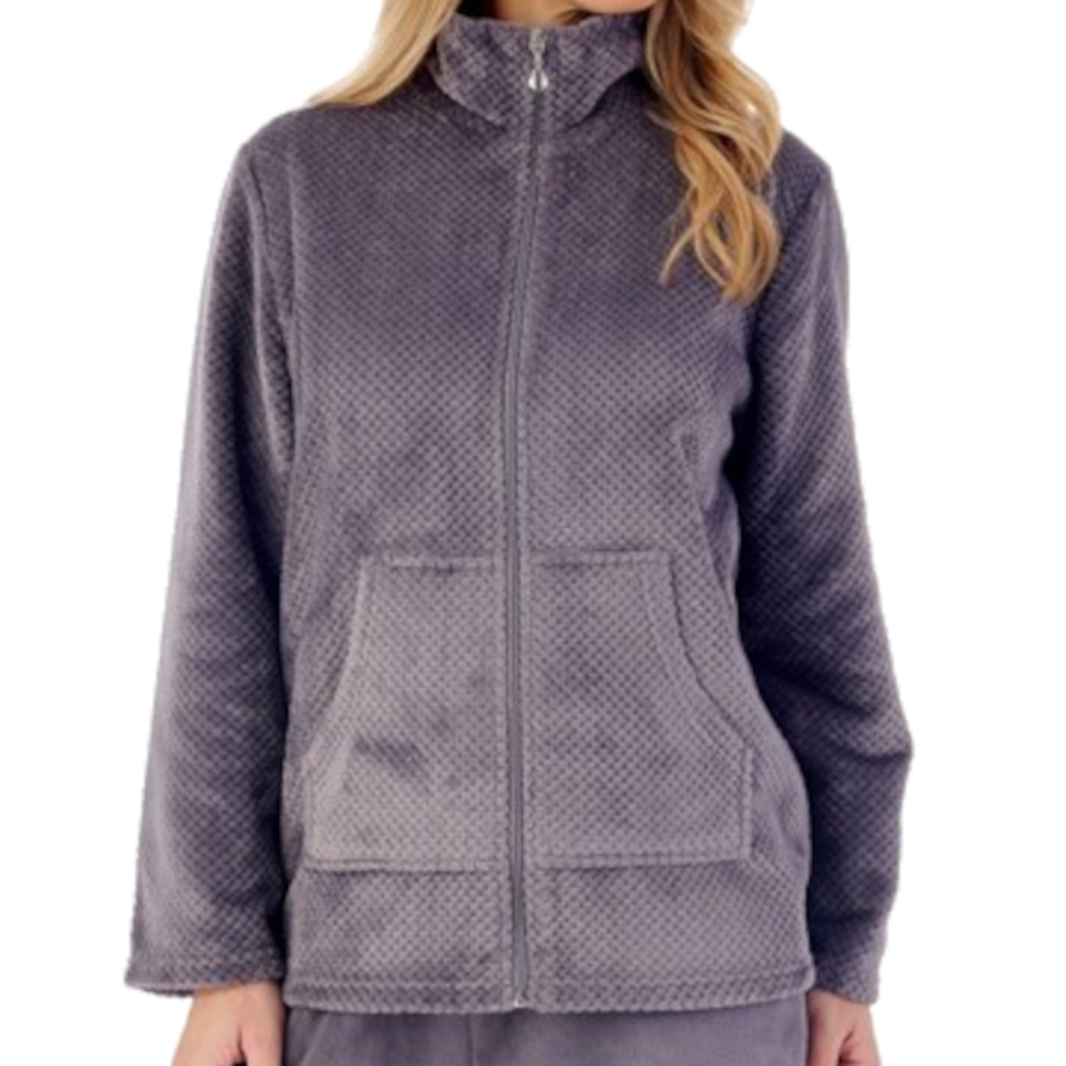 Chaqueta de cama Slenderella para mujer con cremallera suave waffle polar abrigo Slenderella Lo - Imagen 13 de 28