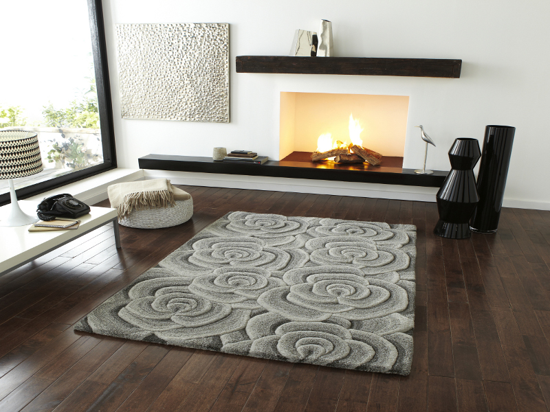 Fl Design Hand Tufted 100 Wool Rug Large Rose Flower Effect Hand Tufted Soft 100 Wool Fl Carpet Rug Rose Design Stylish Centre Piece Picture 2 Of 4