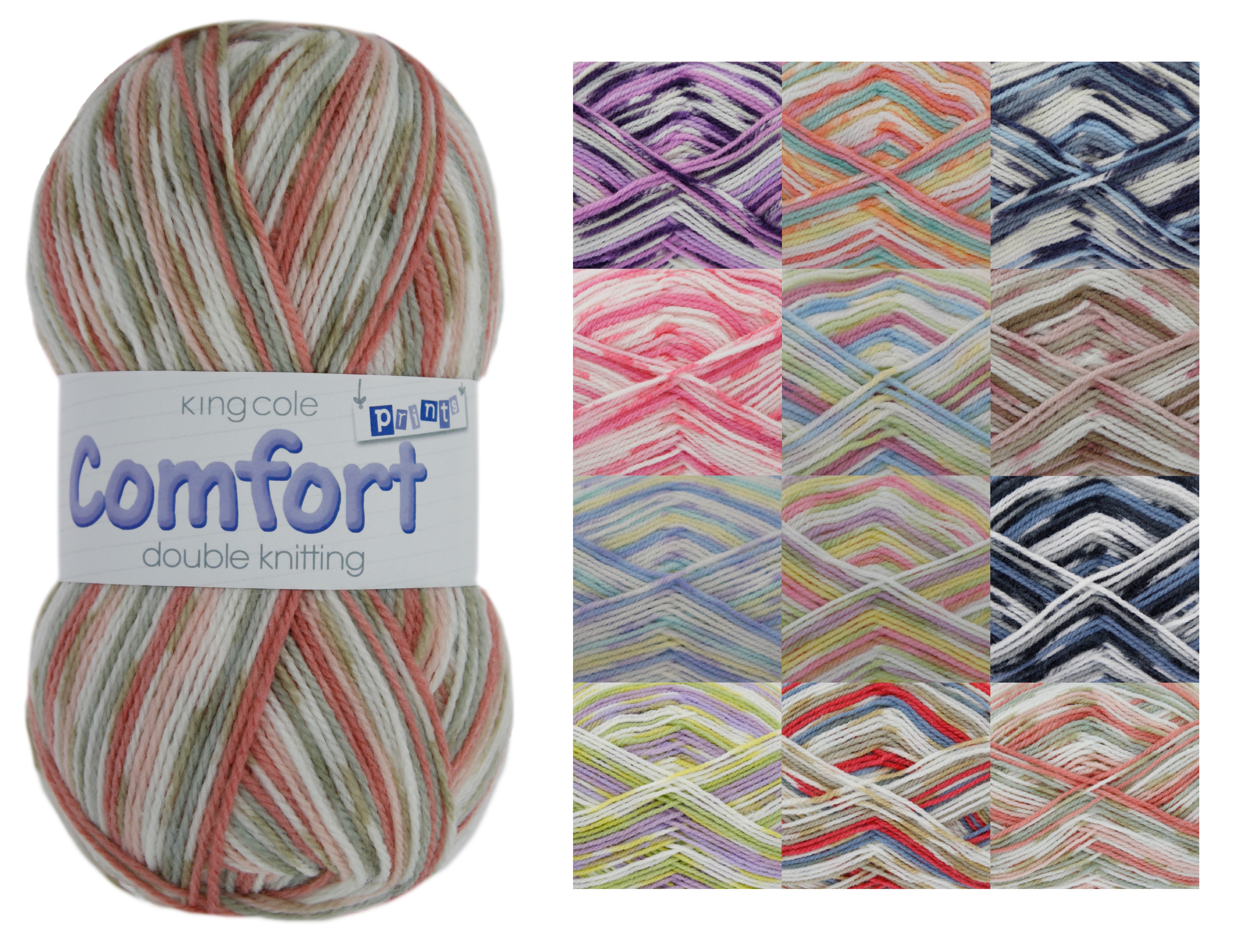 100g Ball Comfort Prints Dk Double Knitting Wool King Cole Acrylic