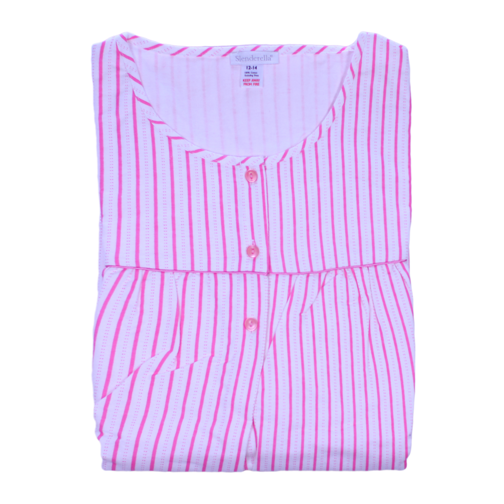 Womens Cotton Nightdress Long Sleeved Striped Slenderella Knee Length Nightie - Picture 10 of 12