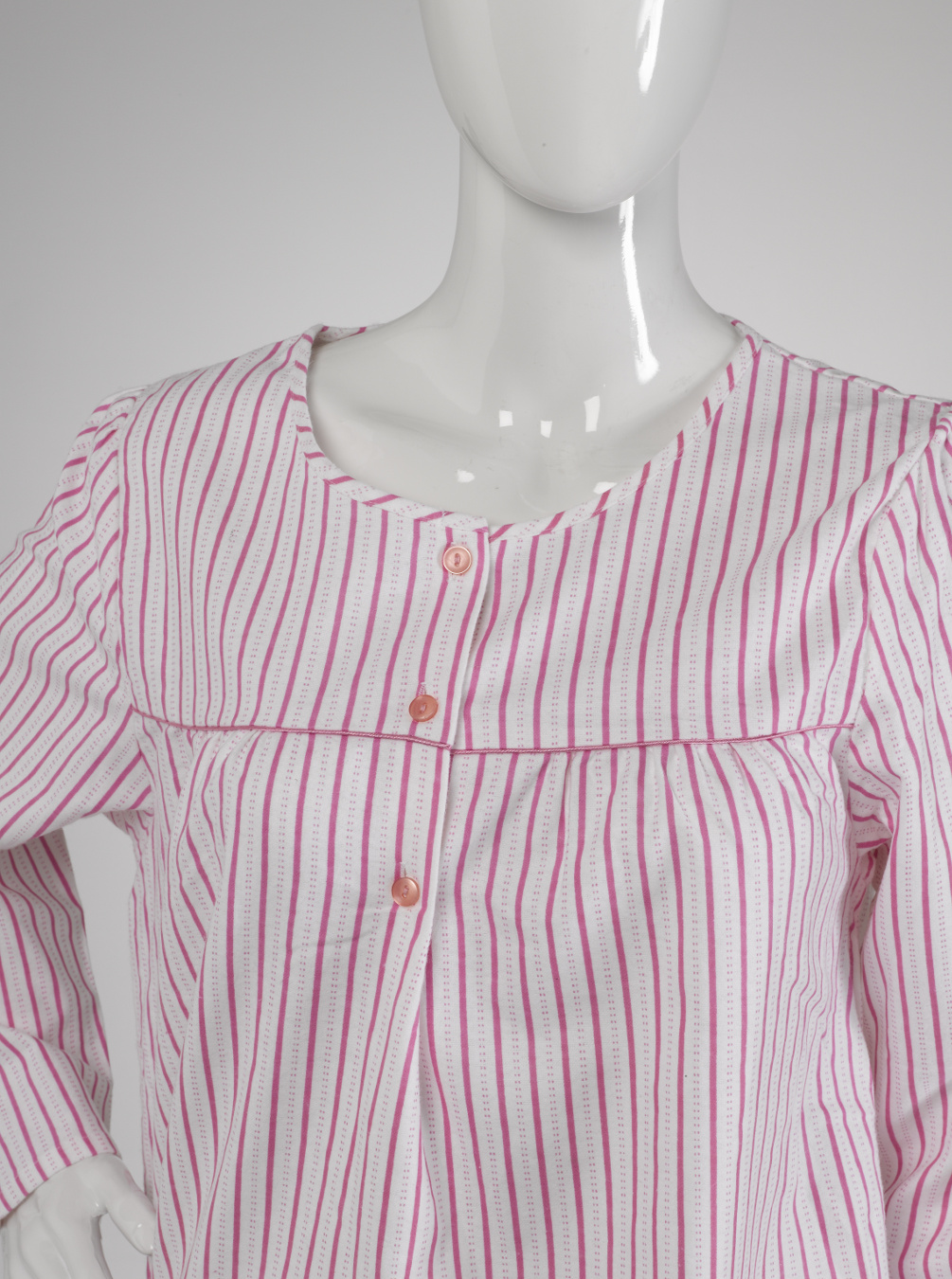 Womens Cotton Nightdress Long Sleeved Striped Slenderella Knee Length Nightie - Picture 12 of 12