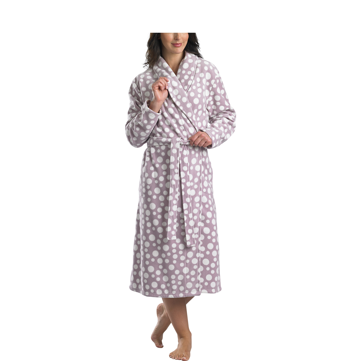 pink polka dot dressing gown