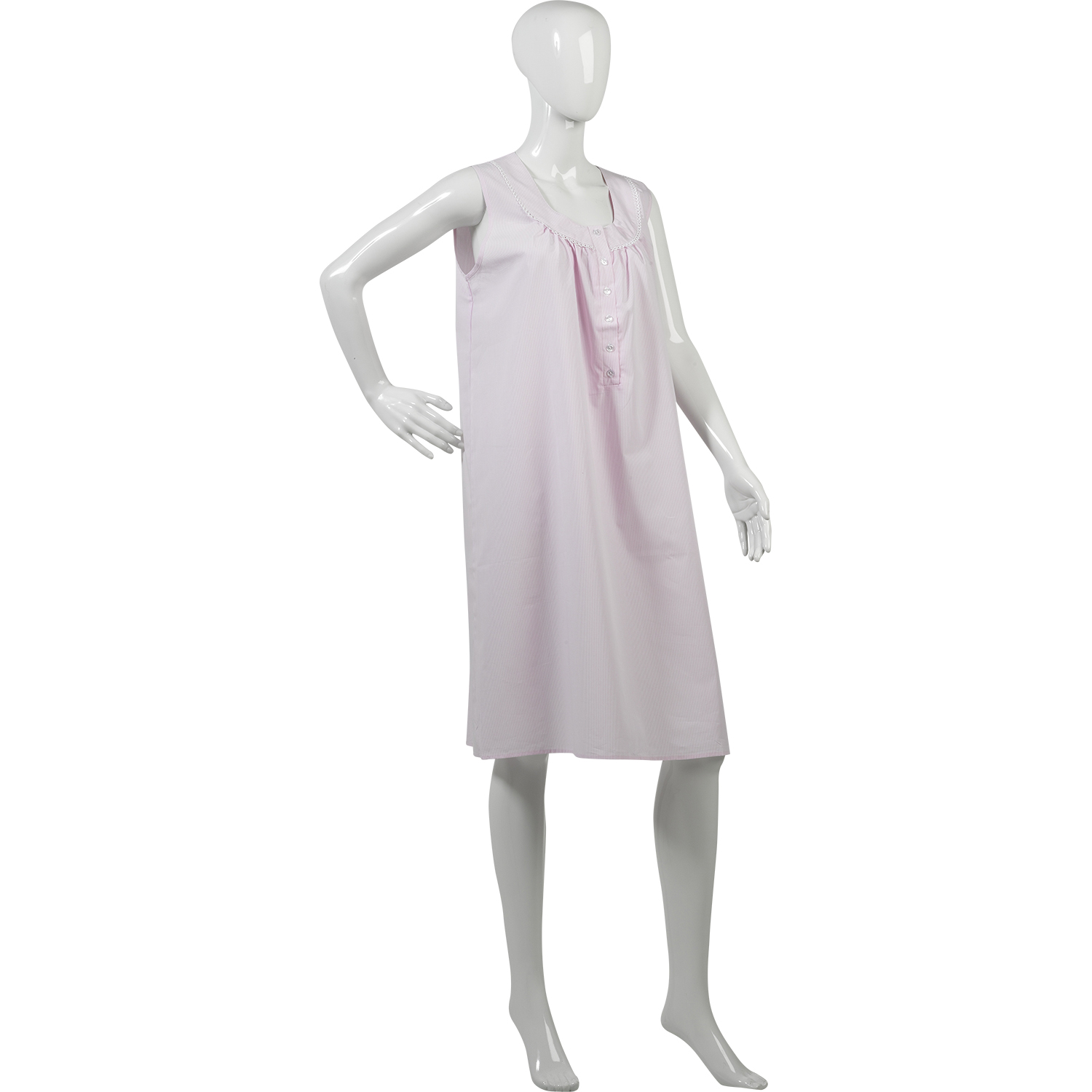 Camicia da notte donna Slenderella a righe cotone donna senza maniche blu notte rosa - Foto 14 di 16