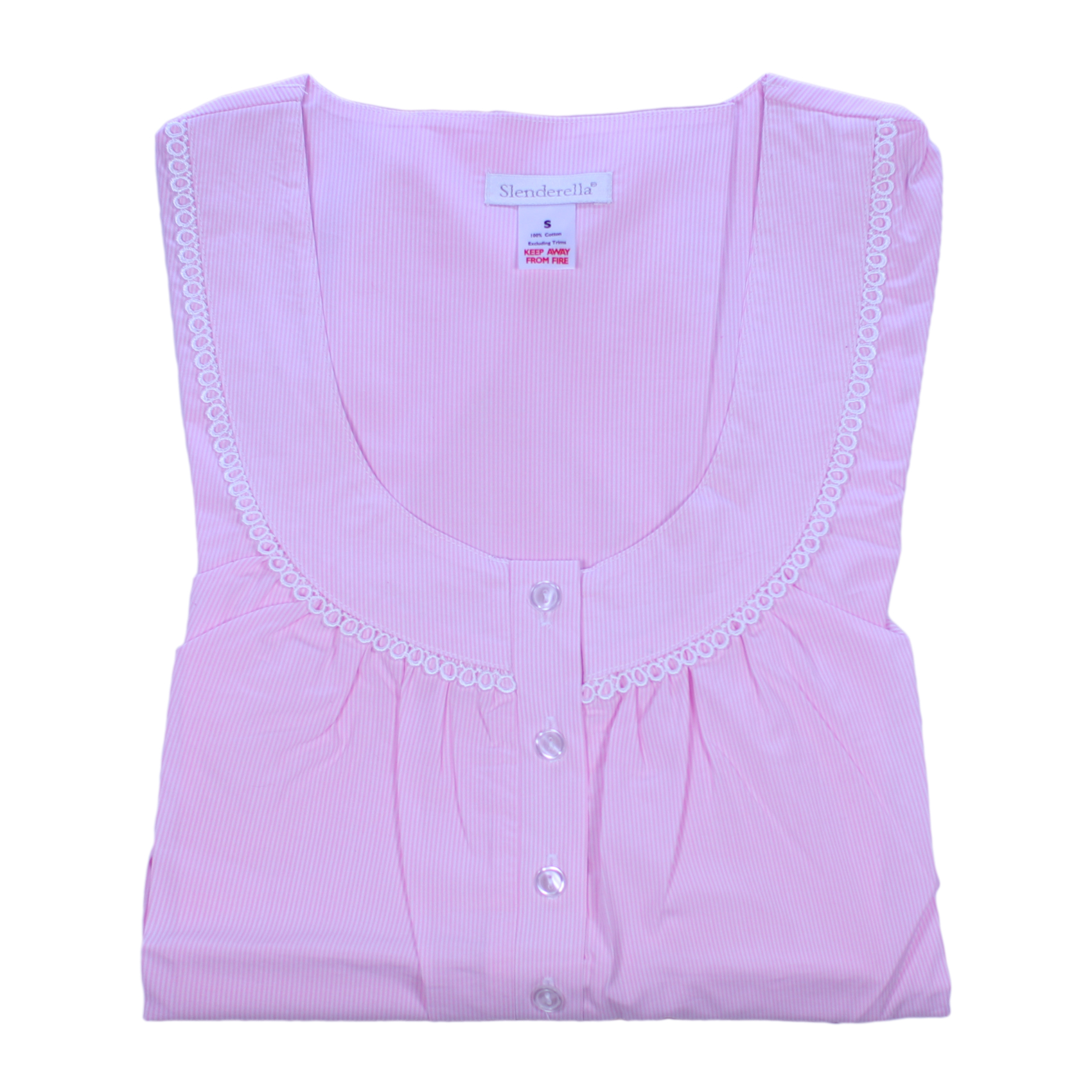 Camicia da notte donna Slenderella a righe cotone donna senza maniche blu notte rosa - Foto 11 di 16