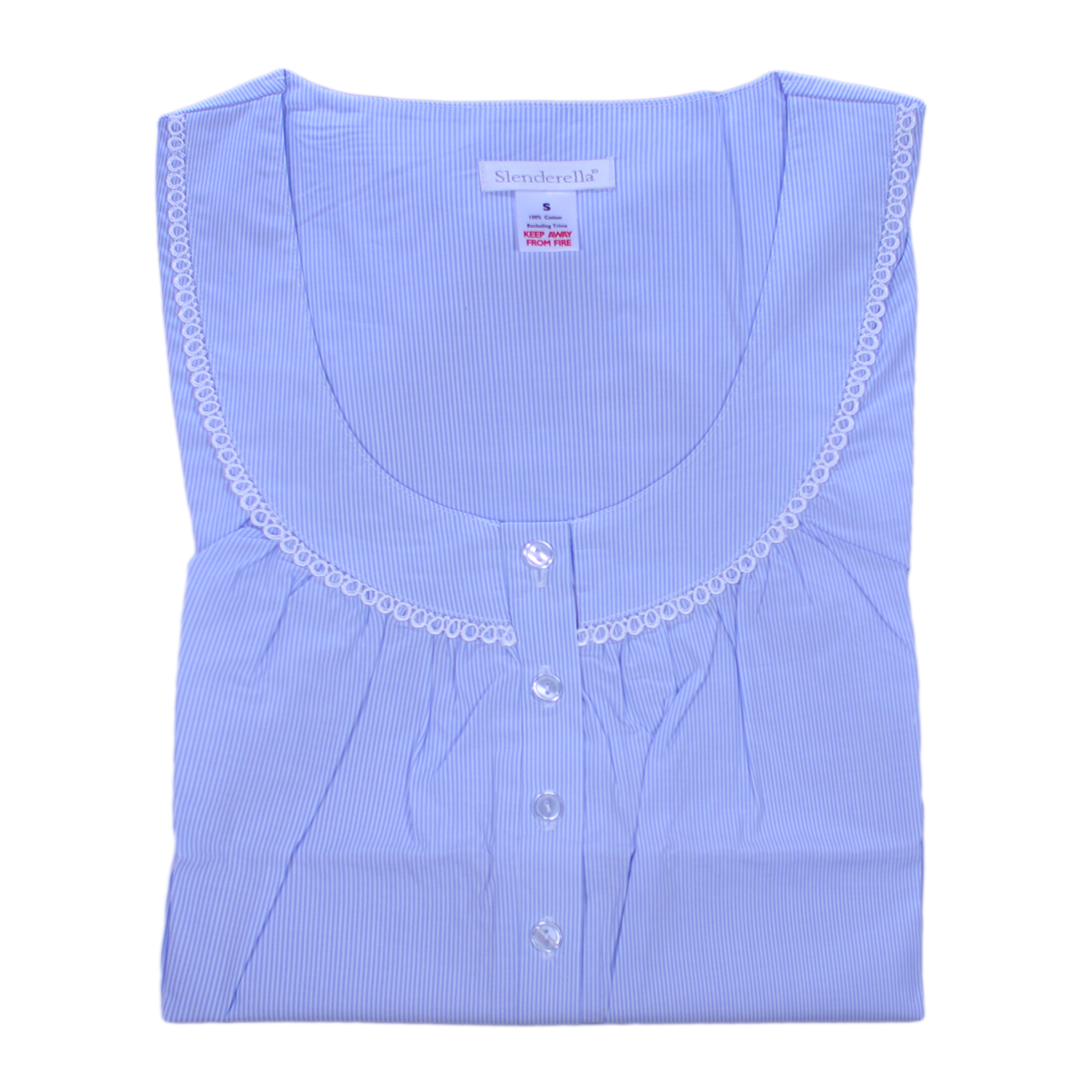 Camicia da notte donna Slenderella a righe cotone donna senza maniche blu notte rosa - Foto 9 di 16