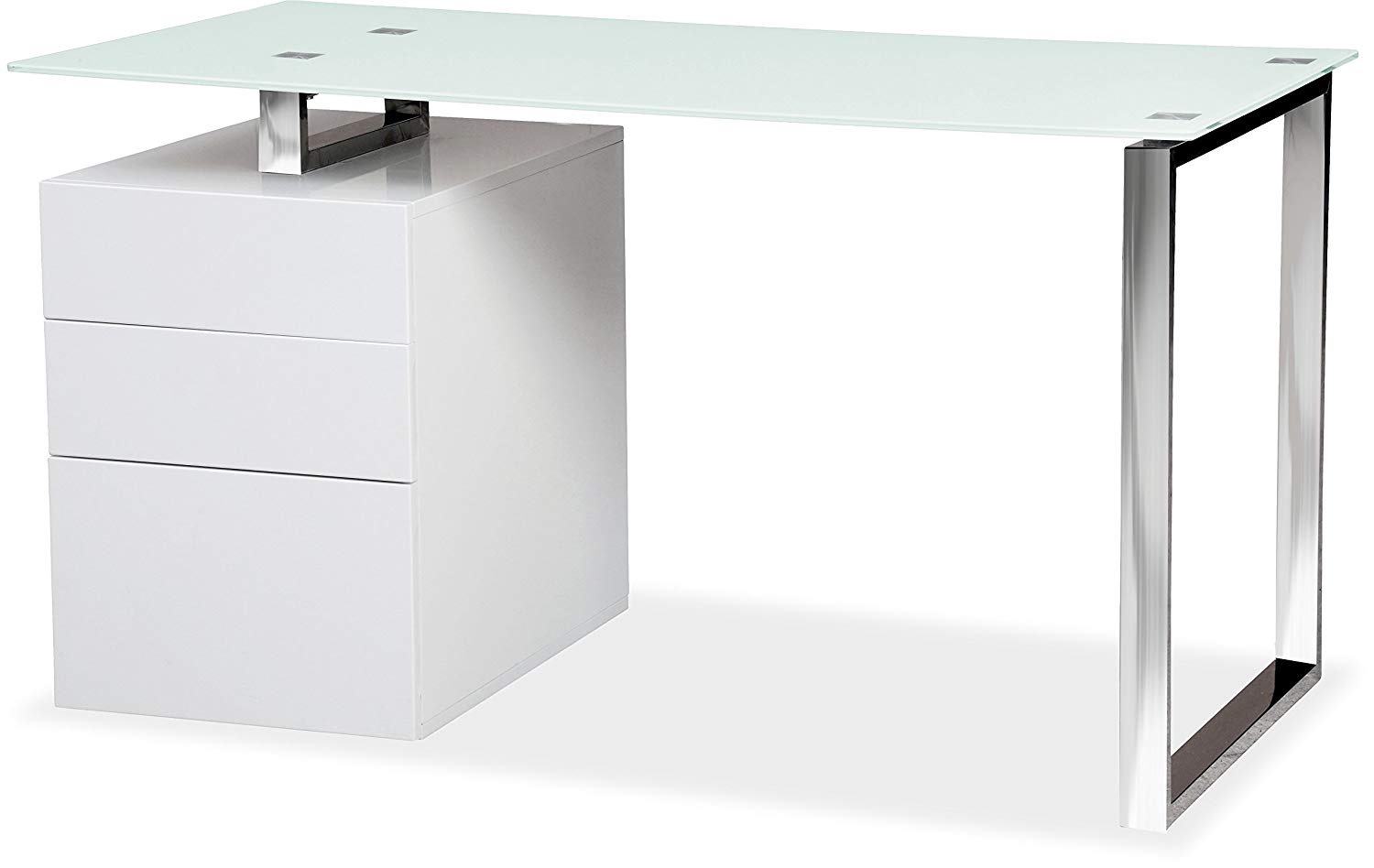 Centurion Supports Calista Gloss White Chrome Legs 3 Drawer Computer Sentinel Centurion Supports Calista Gloss White With Chrome Legs 3 Drawer Computer Desk