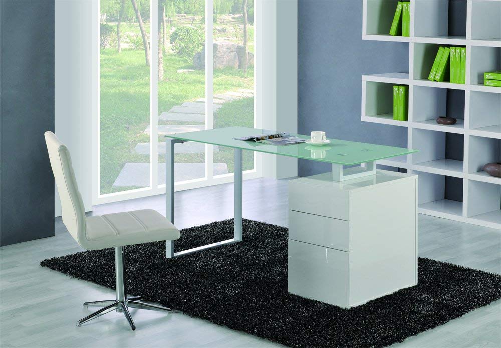 Centurion Supports Calista Gloss White Chrome Legs 3 Drawer Computer Sentinel Centurion Supports Calista Gloss White With Chrome Legs 3 Drawer Computer Desk
