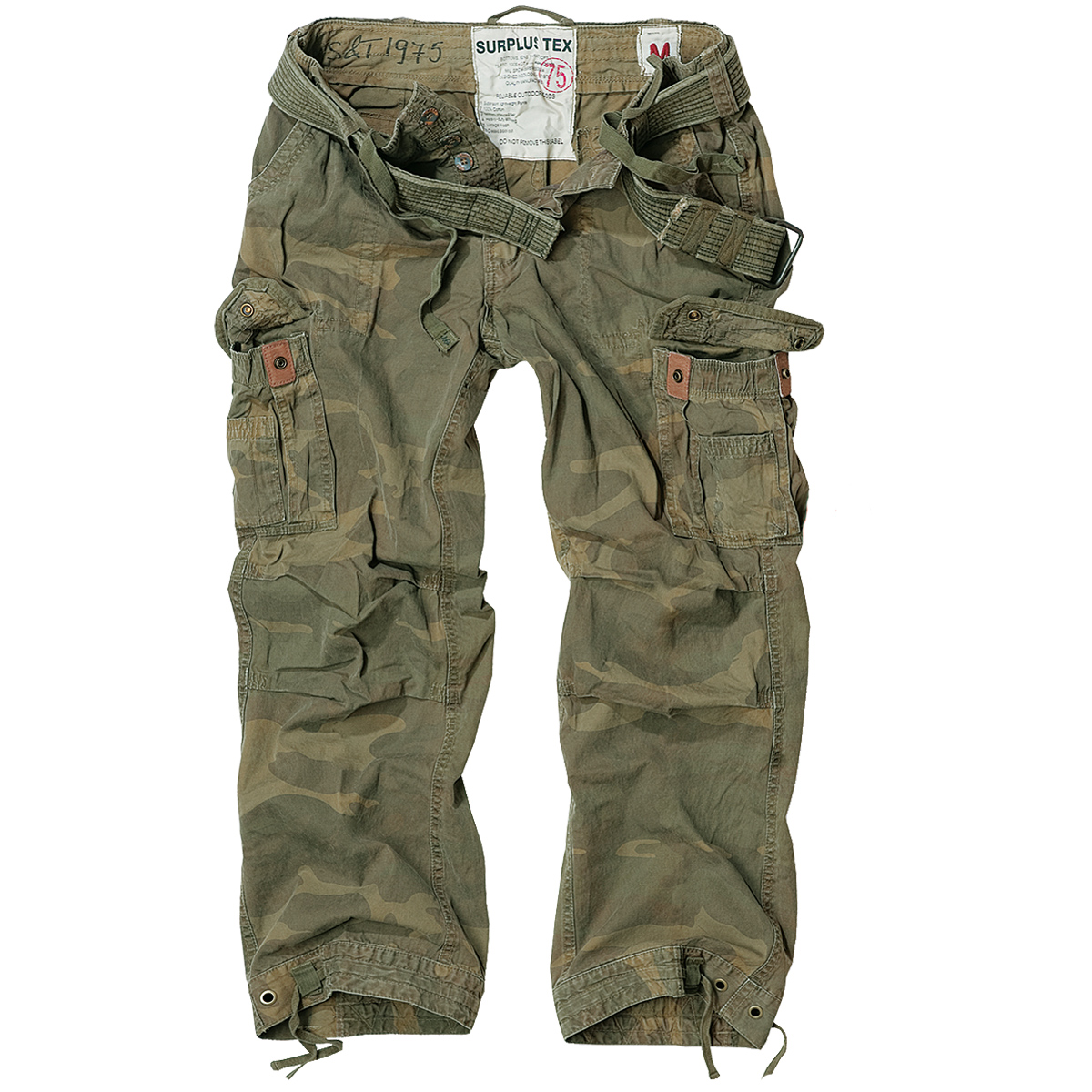 Men's Vintage Surplus Cargo Shorts – Army Style Woodland Camo, 100% Cotton