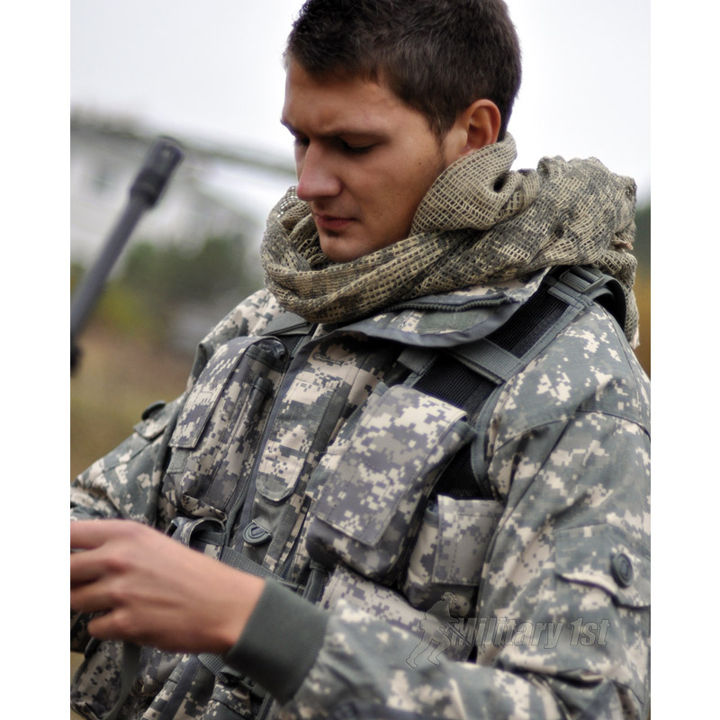 Bandana Tactique Militaire Mil-Tec Blanc - écharpe Filet, Polyester, Neuf Avec étiquettes