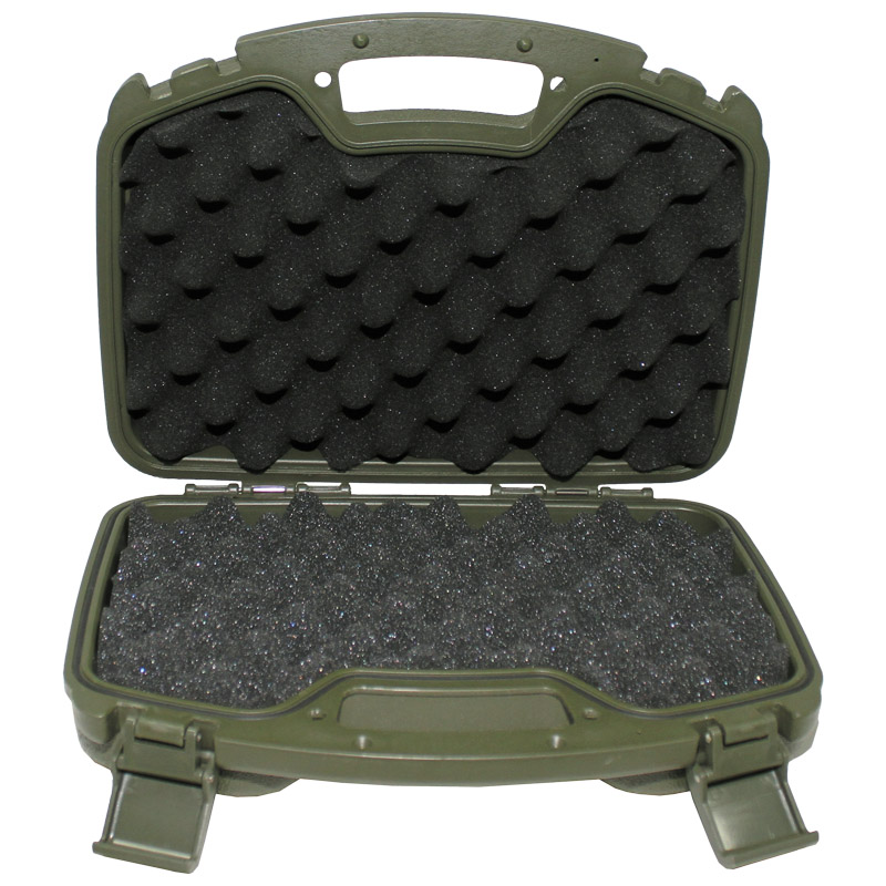 LARGE PLASTIC PISTOL GUN CARRY HAND CASE LOCKABLE PADDED SECURITY OLIVE