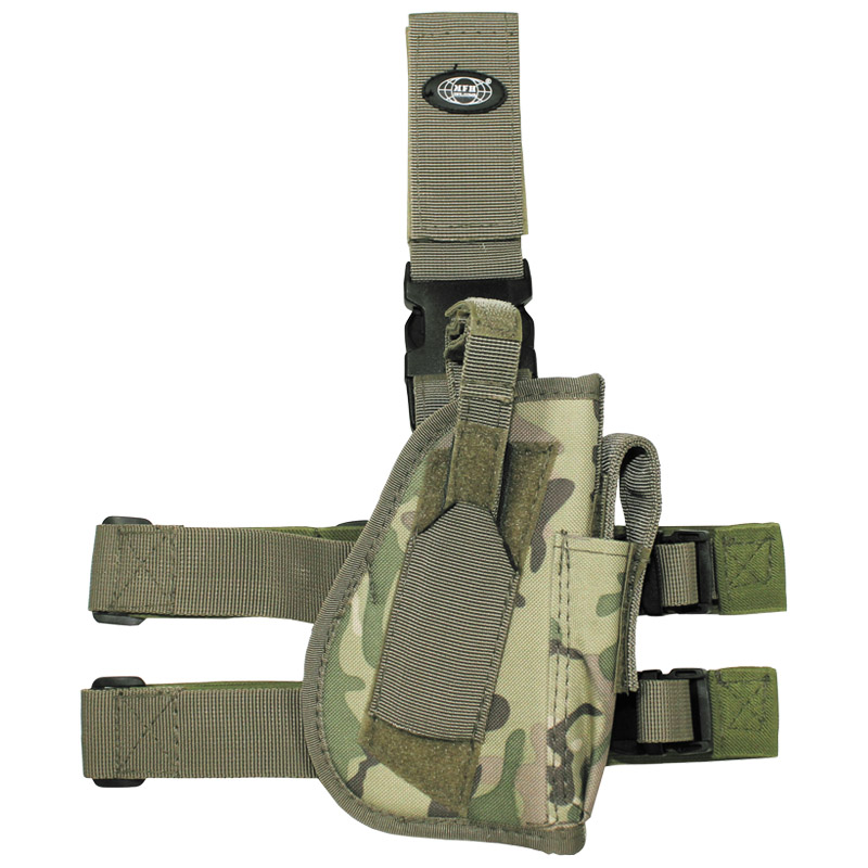 Holster Tactique MFH – Cuisse, 3 Pochettes Chargeurs, Olive, Pour Airsoft / Militaire