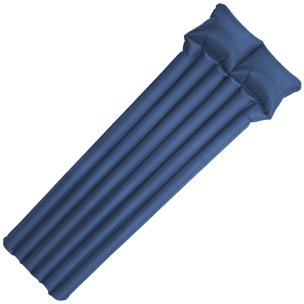 Highlander Inflatable Sleepeze Airbed Double Flocked Travel Guest Mattress Blue