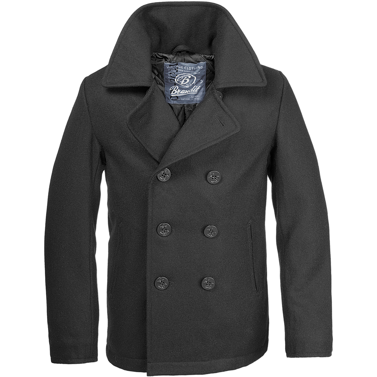 BRANDIT CLASSIC US NAVY PEA COAT WARM MENS MARINE ARMY REEFER WOOL ...