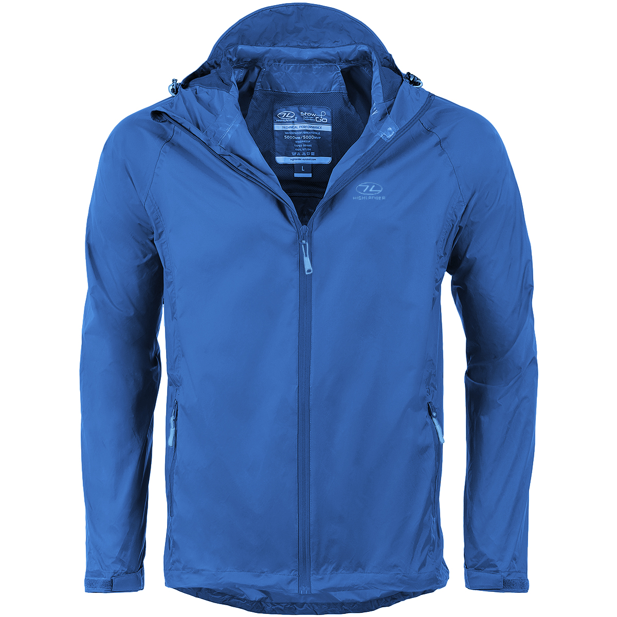 Highlander Stow & Go Packaway Chaqueta Hombre Capucha Impermeable a Prueba Azul - Imagen 2 de 6