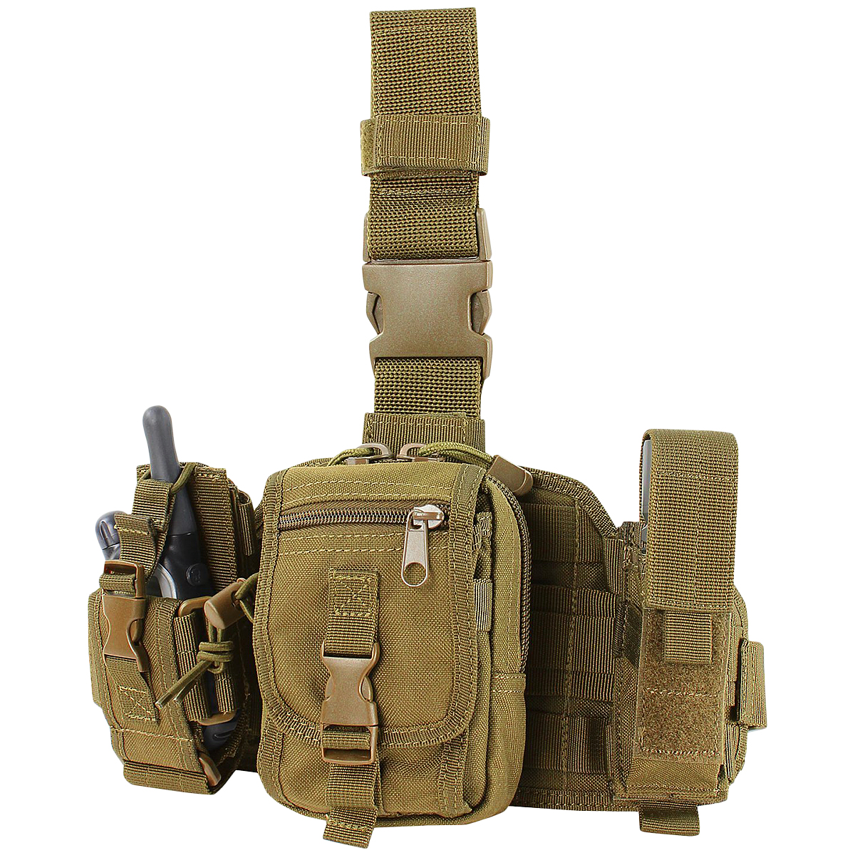 Porte-Jambes Tactique Condor Molle Avec 3 Pochettes - Coyote Brown - Neuf