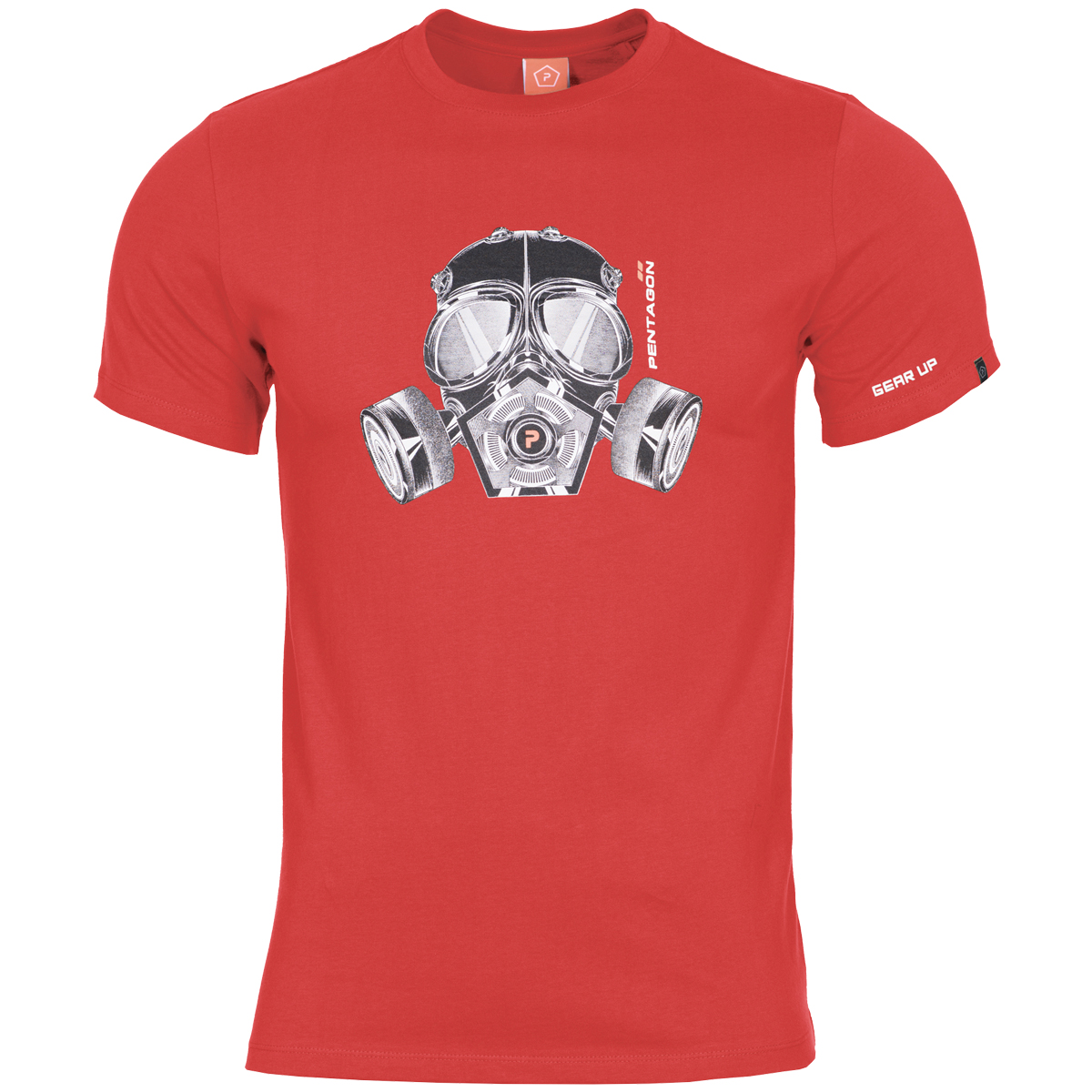 Pentagon Ageron Gas Mask Logo T Shirt Mens Sport Outdoor Cotton Top Lava Red Ebay