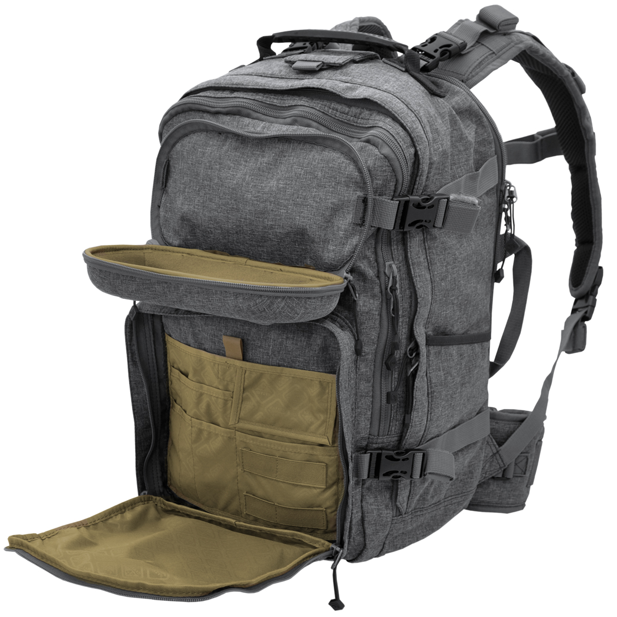 gray man backpack