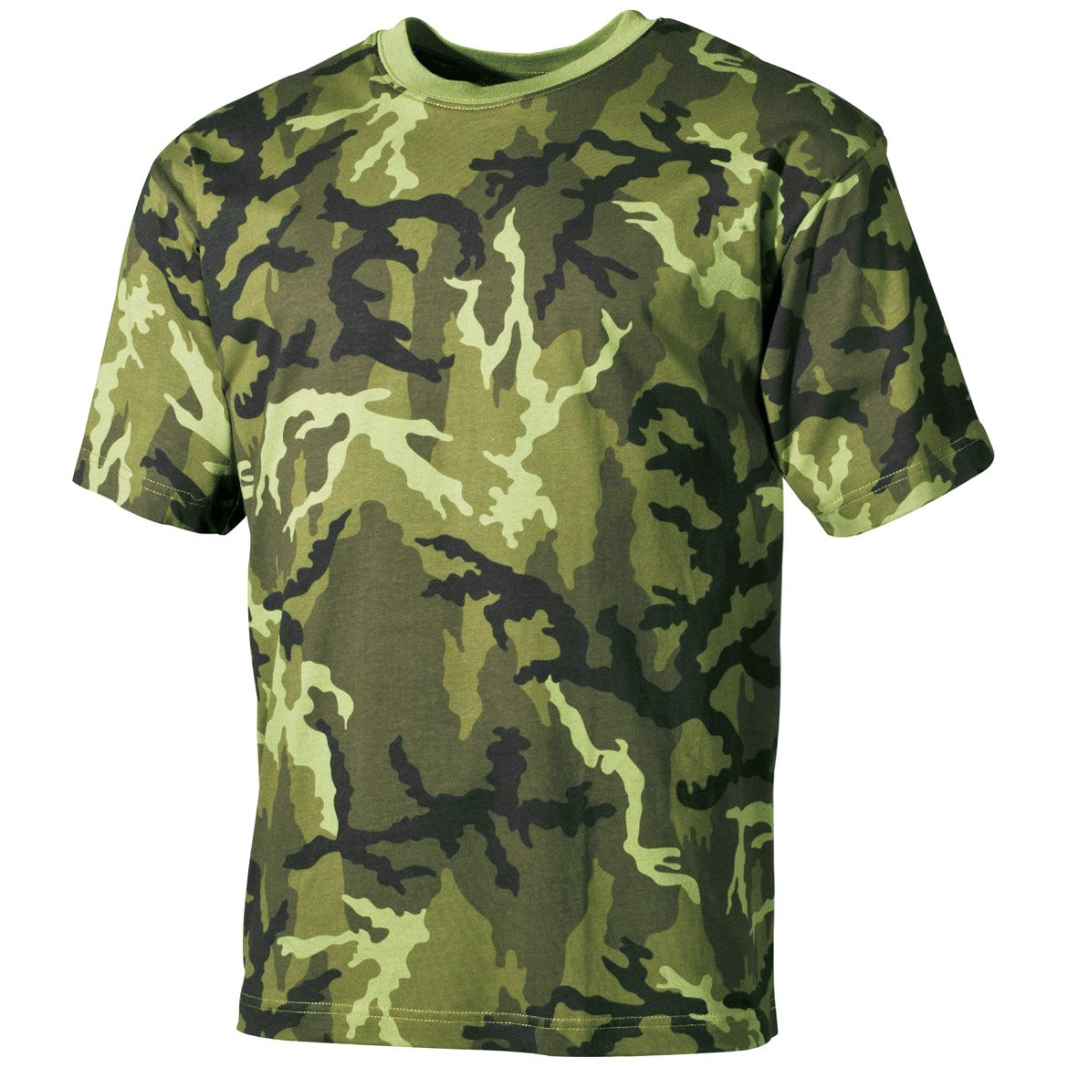 Army T-Shirt Military Mens Top Combat Vest 100% Cotton Czech Woodland Camo S-3XL - Picture 2 of 7