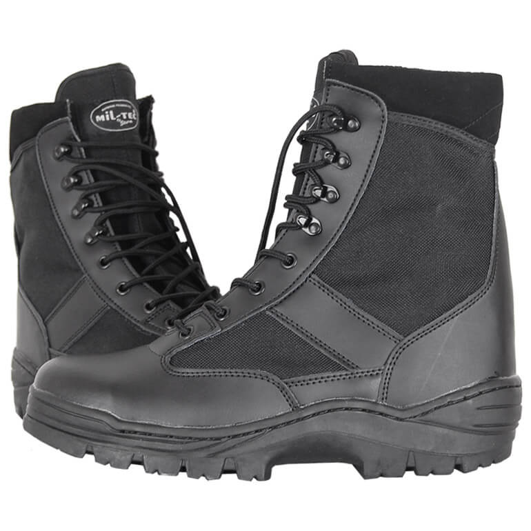 Bottes Tactiques MIL-TEC - Homme - Noir - Style Combat/randonnée - Cuir, Nylon, Caoutchouc - Neuf Avec Emballage