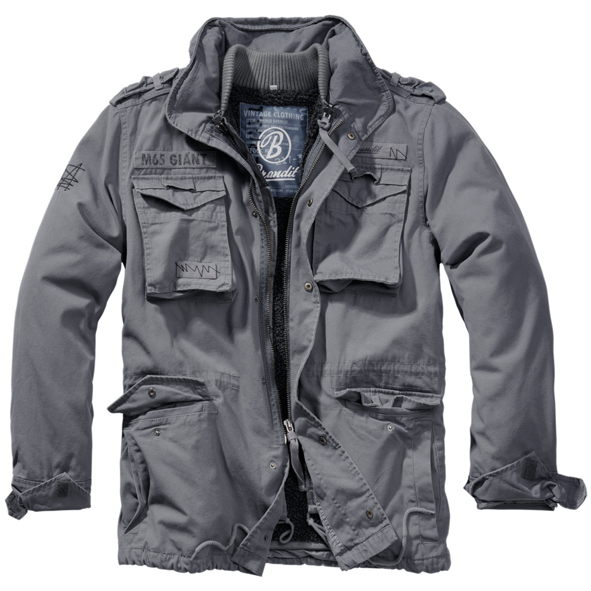 Pre-owned Brandit M-65 Giant Jacket Army Mens Parka Lined Military Outodoor Charcoal Grey In Gray