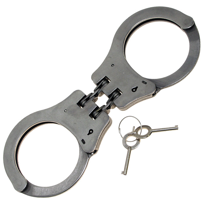 PROFESSIONAL HEAVY DUTY POLICE HINGED HANDCUFFS CUFFS DOUBLE LOCKING ...