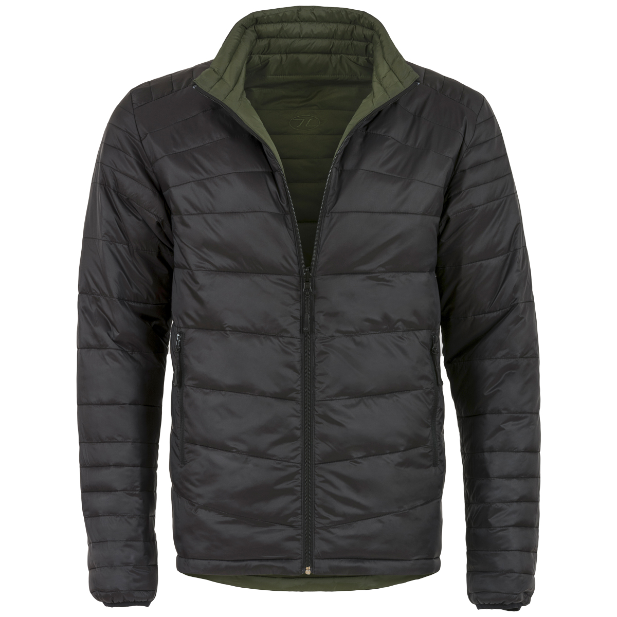 Highlander Reversible Insulated Jacket Mens Lightweight Breathable Black/Olive - Picture 2 of 7