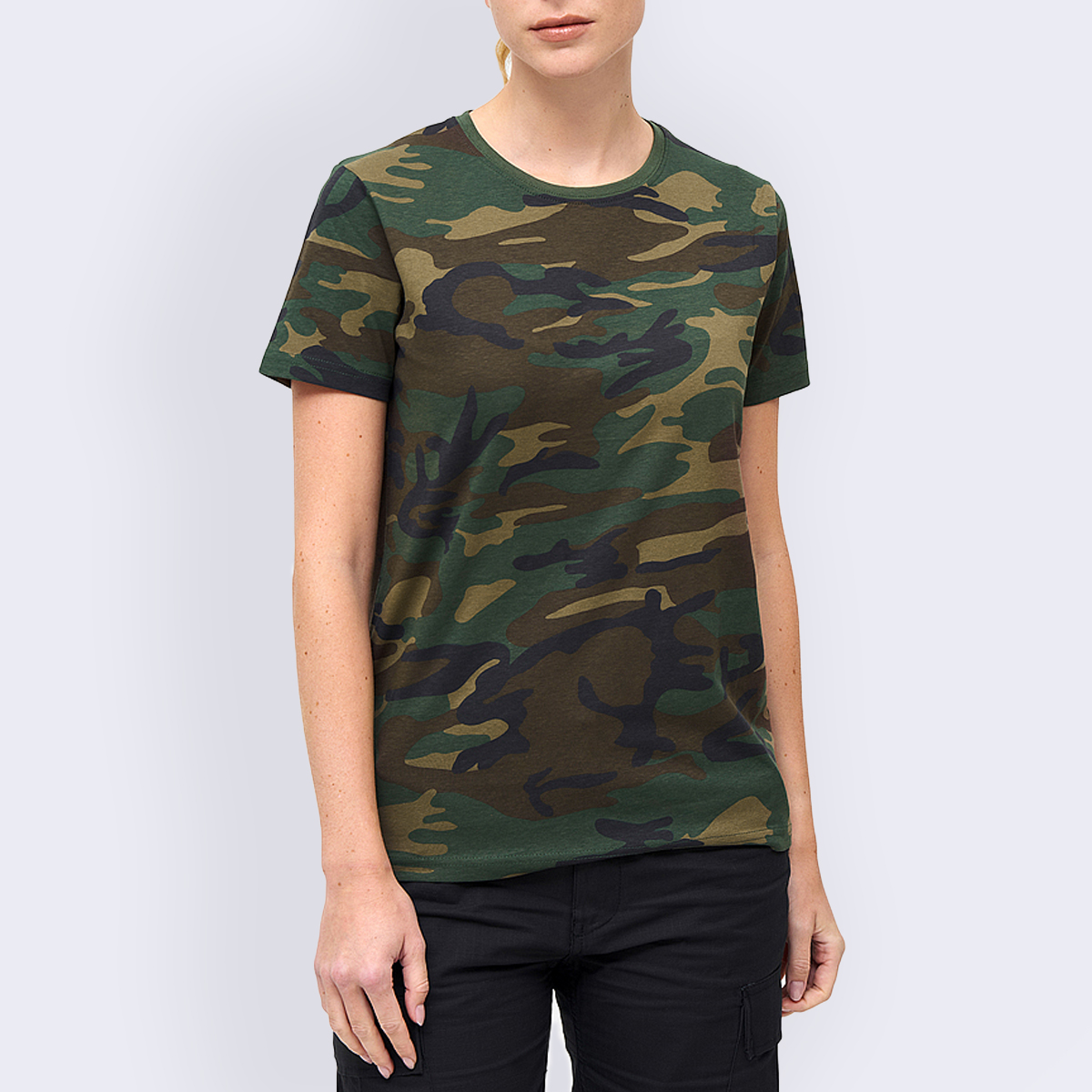 Brandit Ladies T-Shirt Hiking Gym Trekking Military Sportswear Woodland Camo