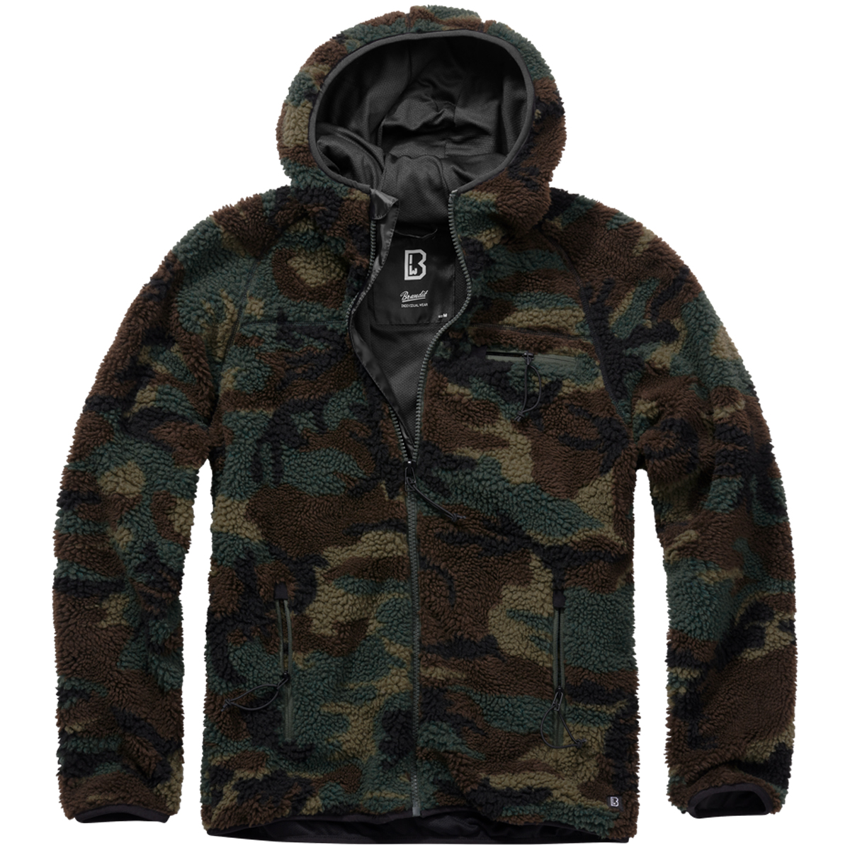 Brandit Teddyfleece Jacket Fashionable Fluffy Mens Winter Streetwear Woodland