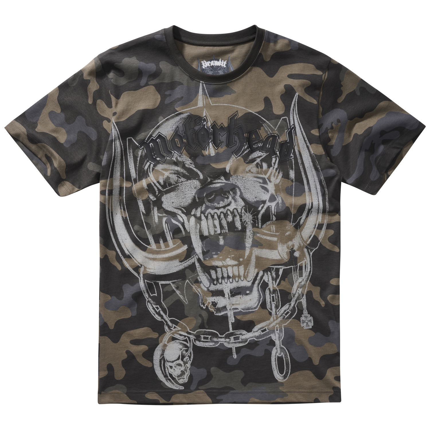 Brandit Motörhead T-Shirt Warpig Print Cotton Round Neck Top Mens Tee Dark Camo