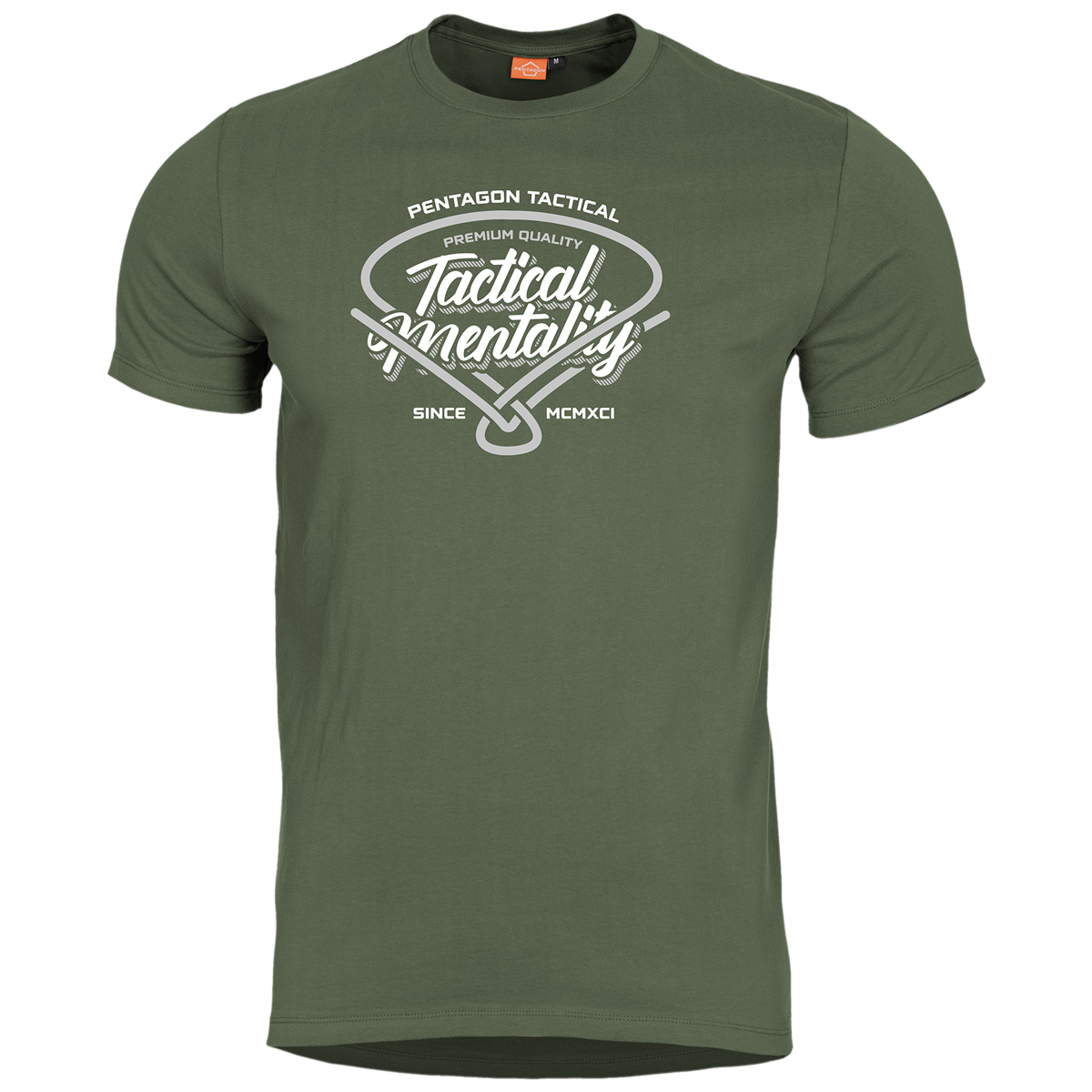 Pentagon Ageron T-shirt Tactical Mentality Printed Mens Top Gym Cotton Olive - Picture 2 of 9
