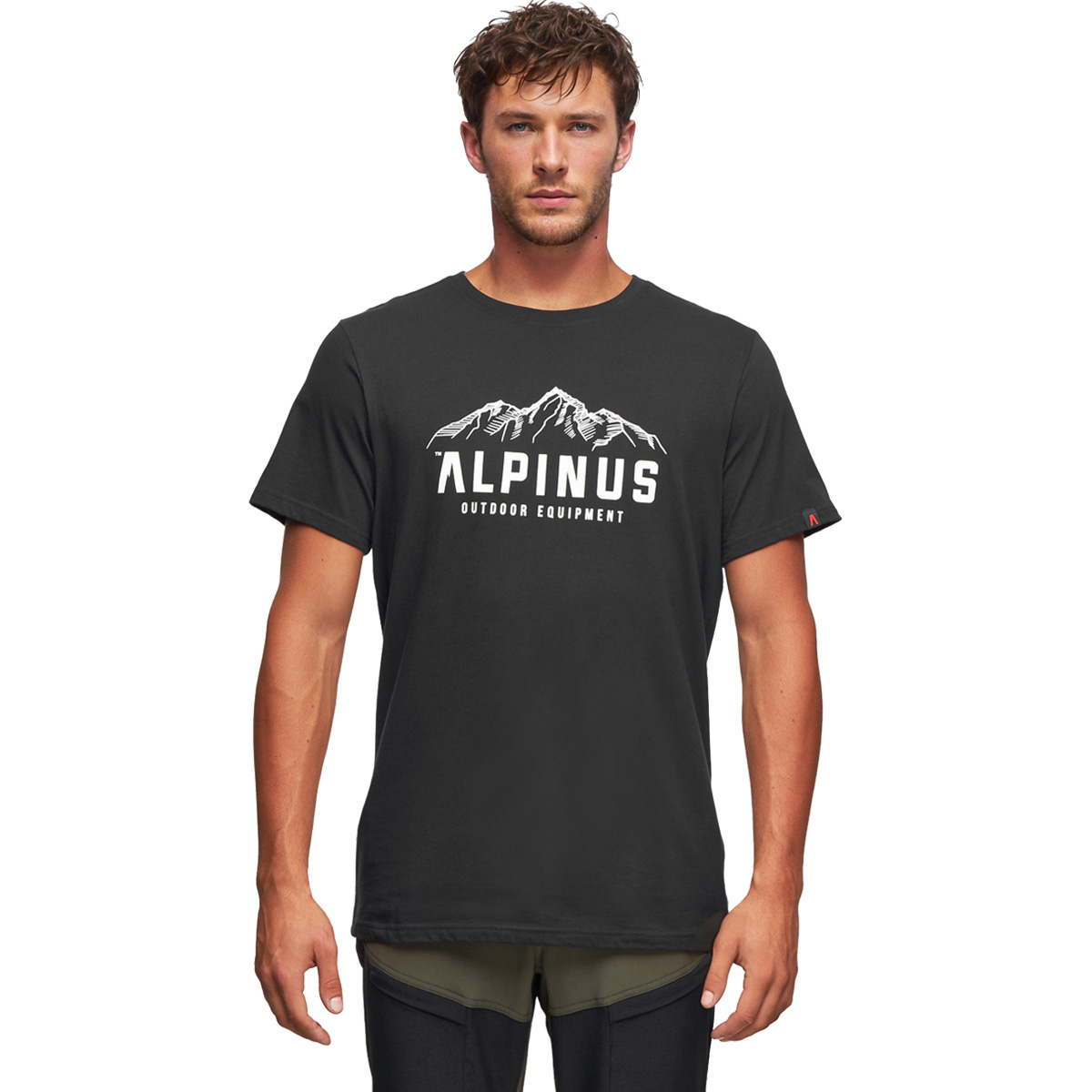 Alpinus T-shirt Mountains Active Uomo Escursionismo Top Morbido Nero