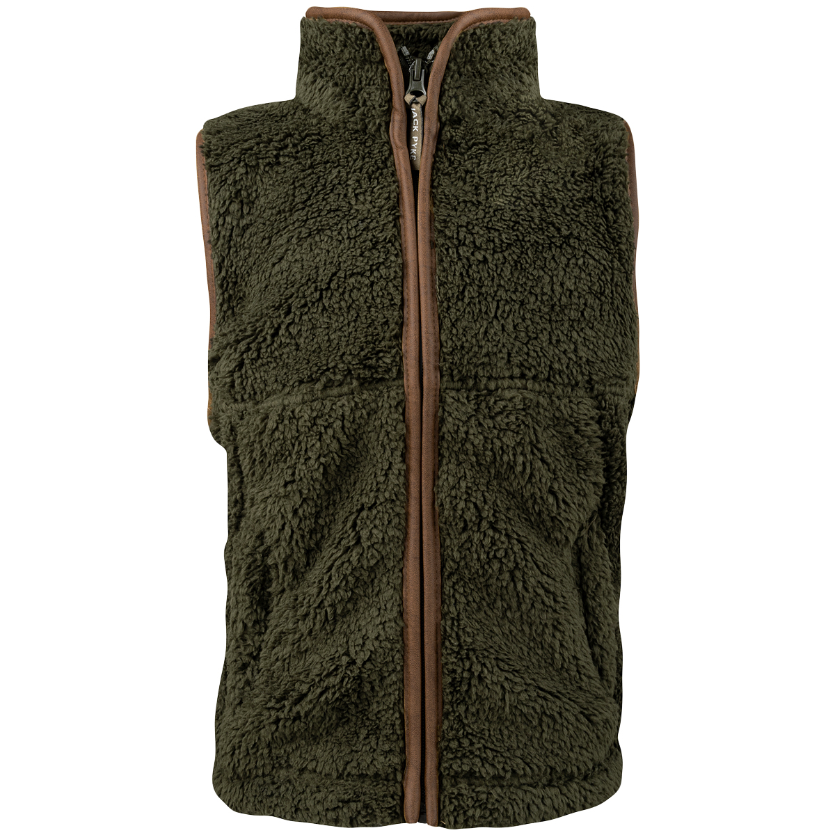 Jack Pyke Sherpa Junior Fleece Gilet Kids Fluffy Warm Hiking Dark Olive - Picture 2 of 8