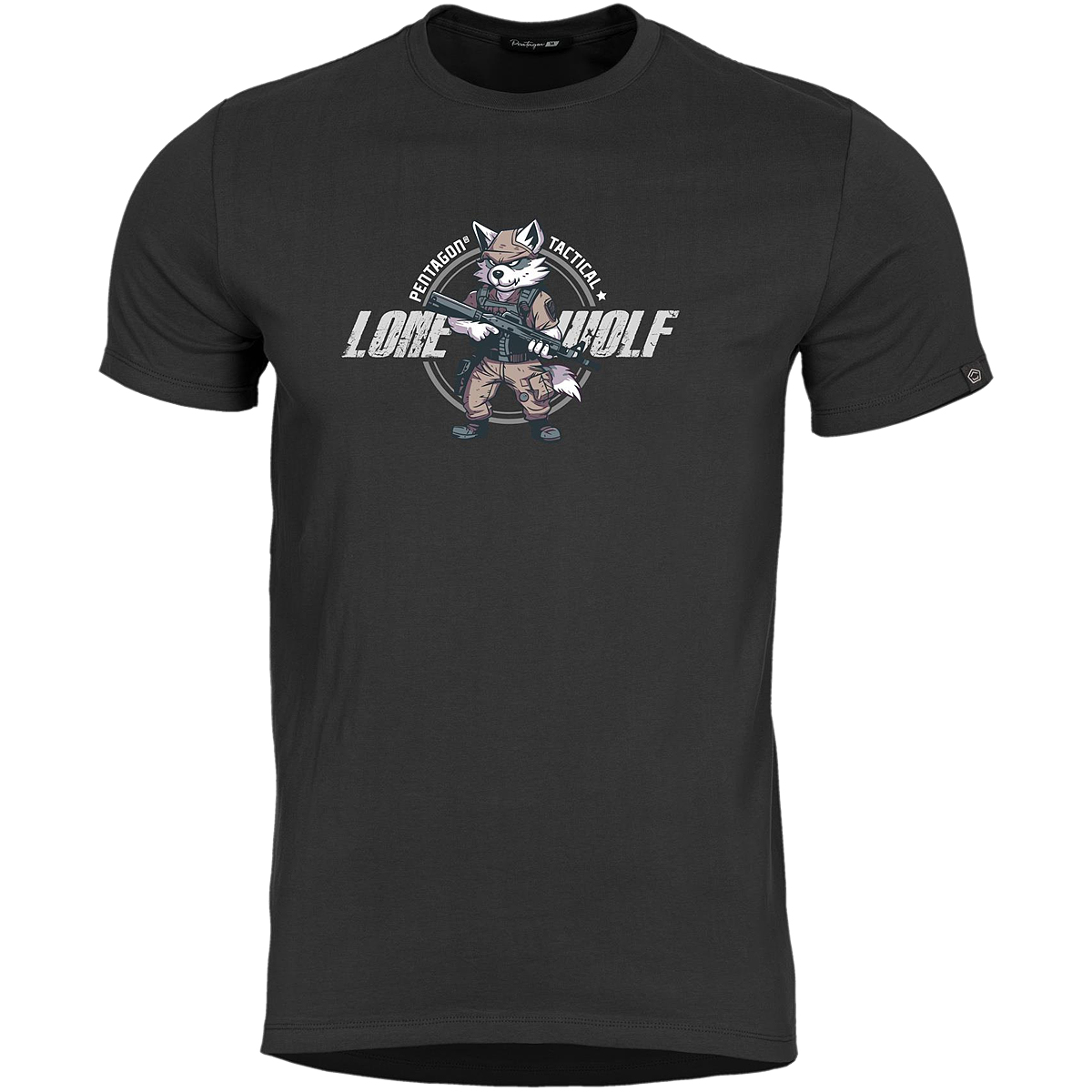 Pentagon Ageron Lone Wolf T-Shirt Mens Tactical Hiking Camping Black - Picture 2 of 9