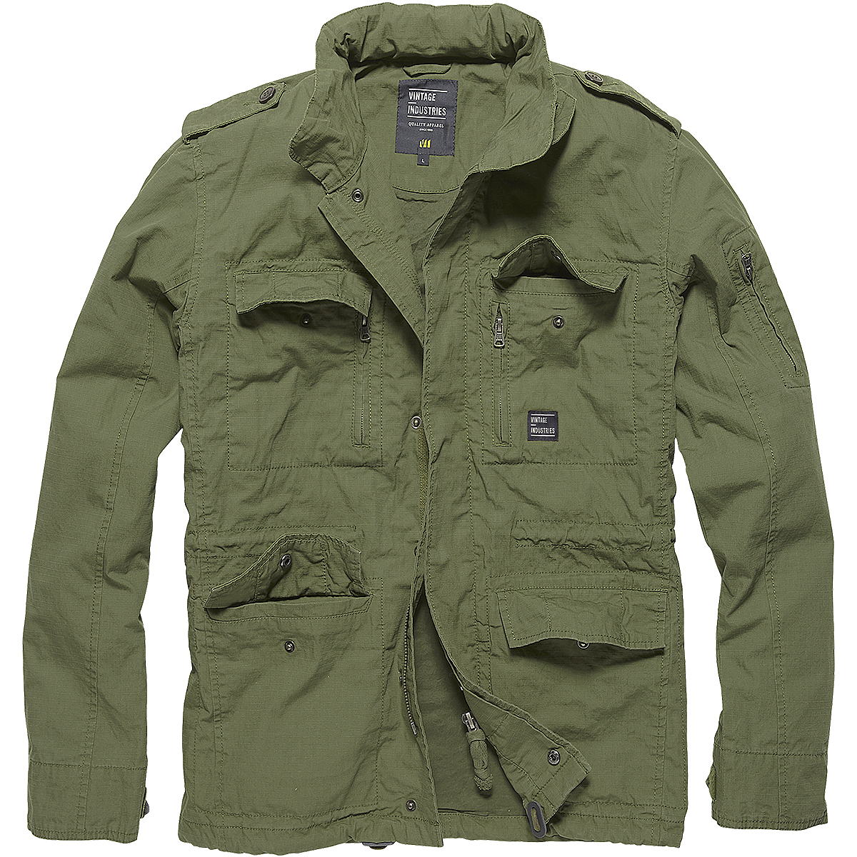 Vintage Industries Giacca Cranford Uomo Cappotto Militare Olive