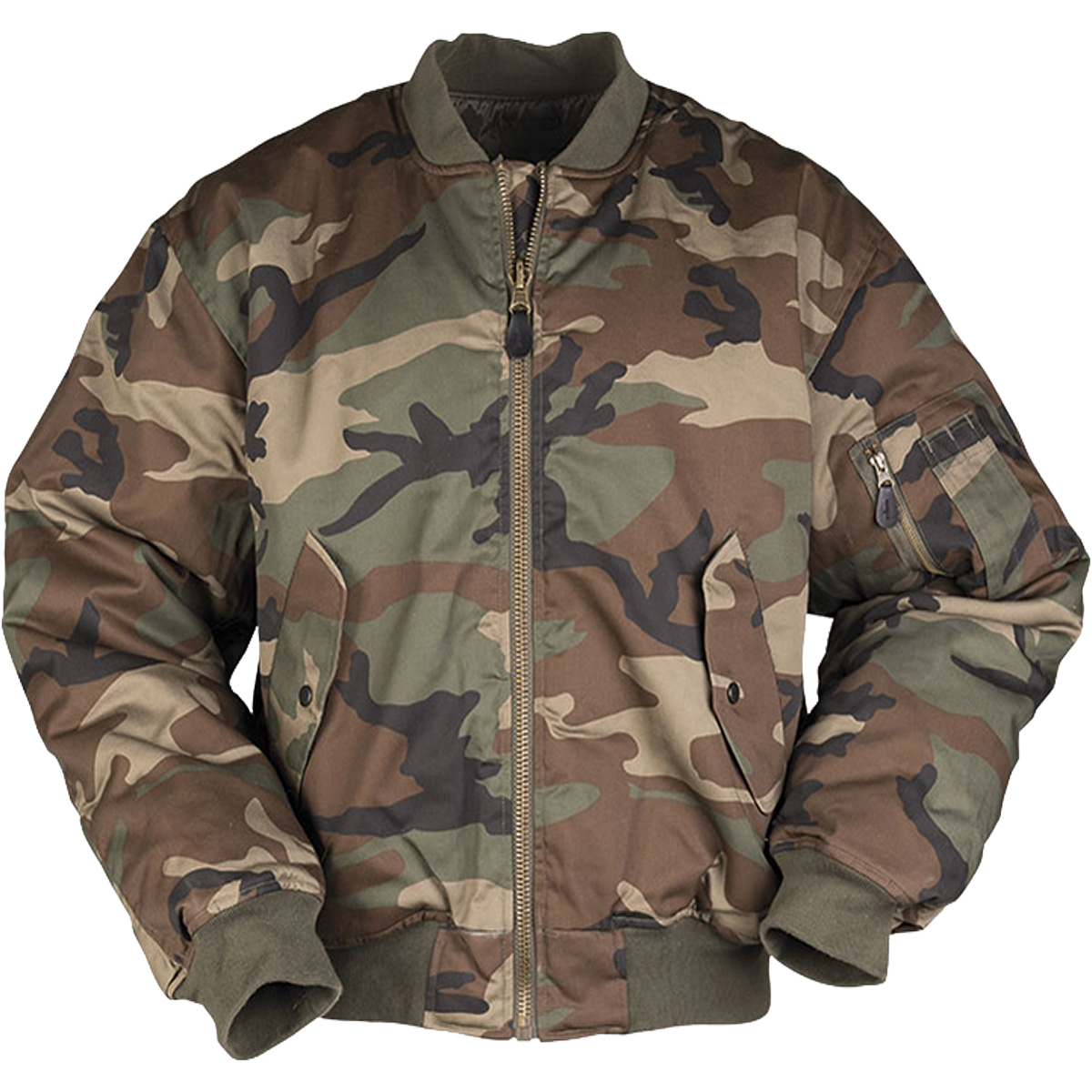 MA1 ARMY STYLE FLIGHT BOMBER PILOT MILITARY MENS JACKET US WOODLAND CAMO S-3XL - Picture 2 of 7