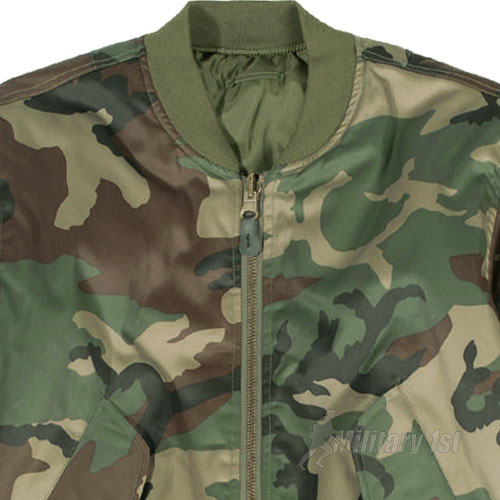 Veste Bomber MA1 Style Militaire – Nylon Woodland – Taille S – Marque Mil-Tec