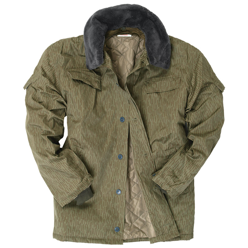 Click to view more detailed imagery on our partner's website Pre-owned Mil-tec Nva Ddr Winter Jacket Mens Parka Classic Military Coat + Collar East German Camo In Multicolor