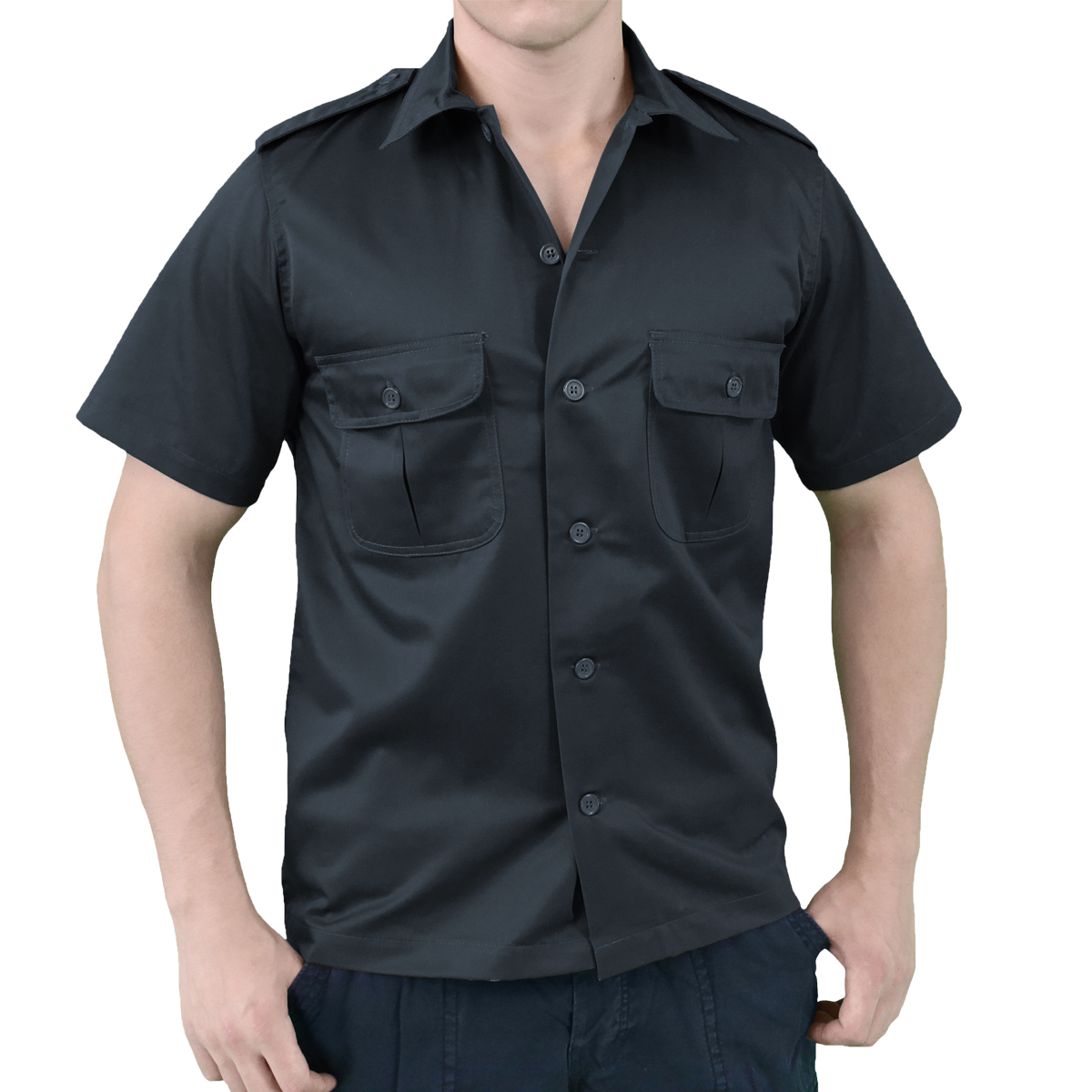 SURPLUS SECURITY PATROL SHORT SLEEVE COMBAT WORK MENS SHIRT DARK BLUE