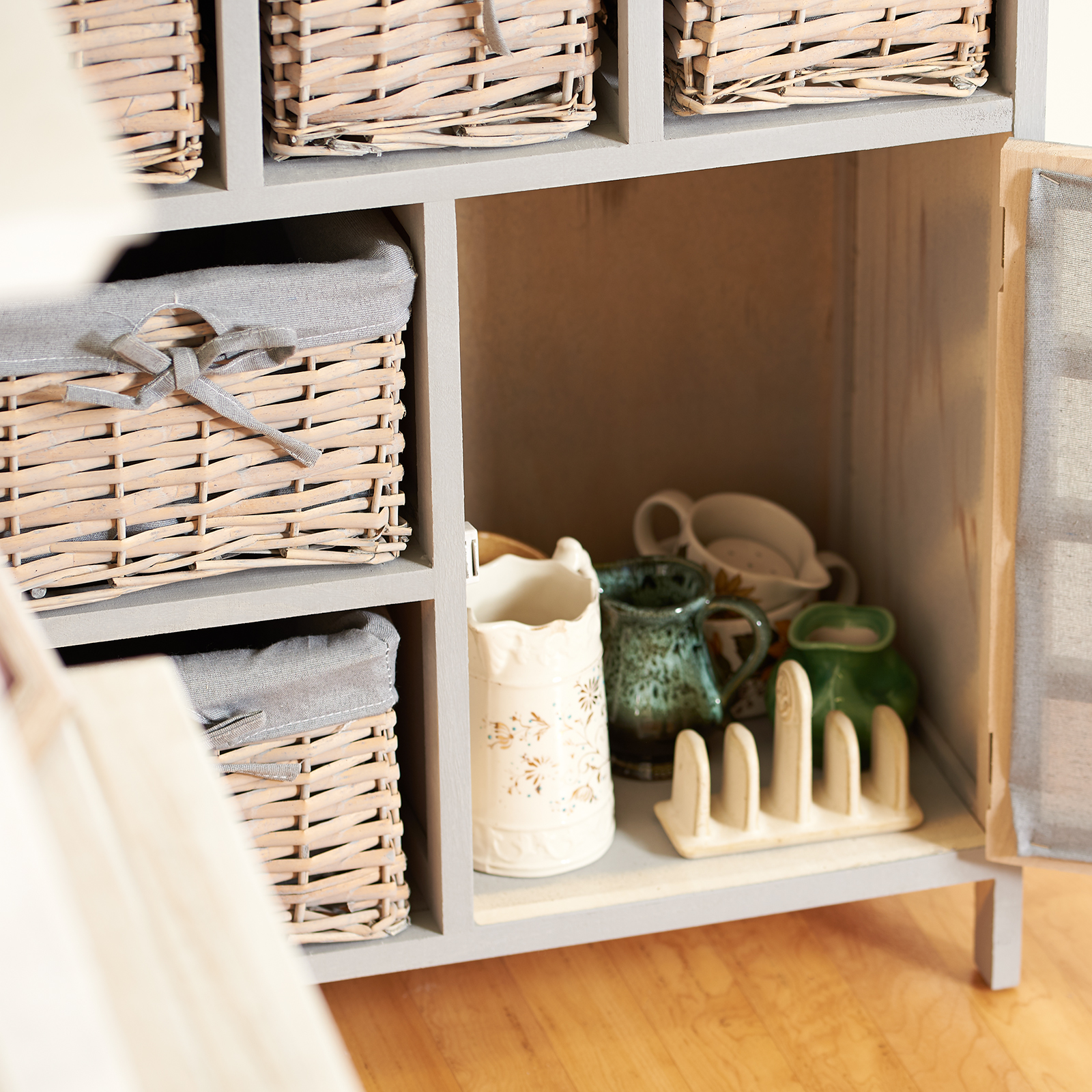 HARTLEYS GREY 5 DRAWER WICKER BASKET STORAGE UNIT SHABBY CHIC DRESSER/SIDEBOARD 5051990998582 eBay